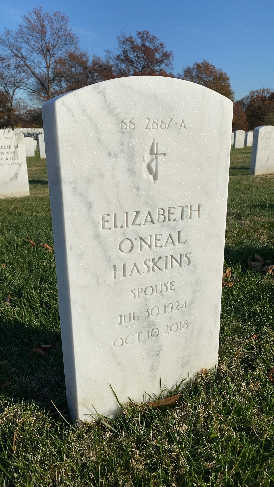 Back of headstone — Jack Haskins