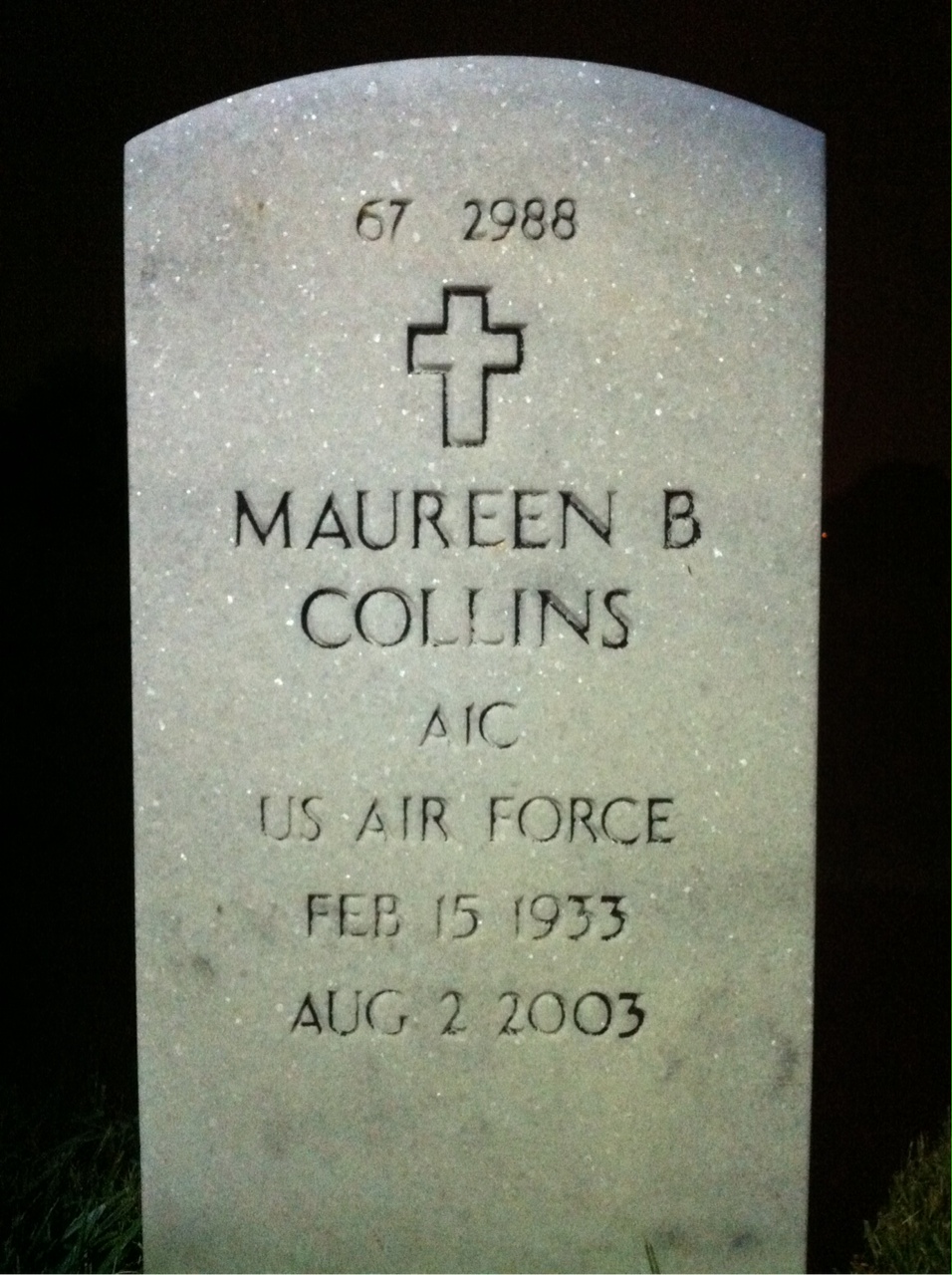 Back of headstone — Lawrence Collins