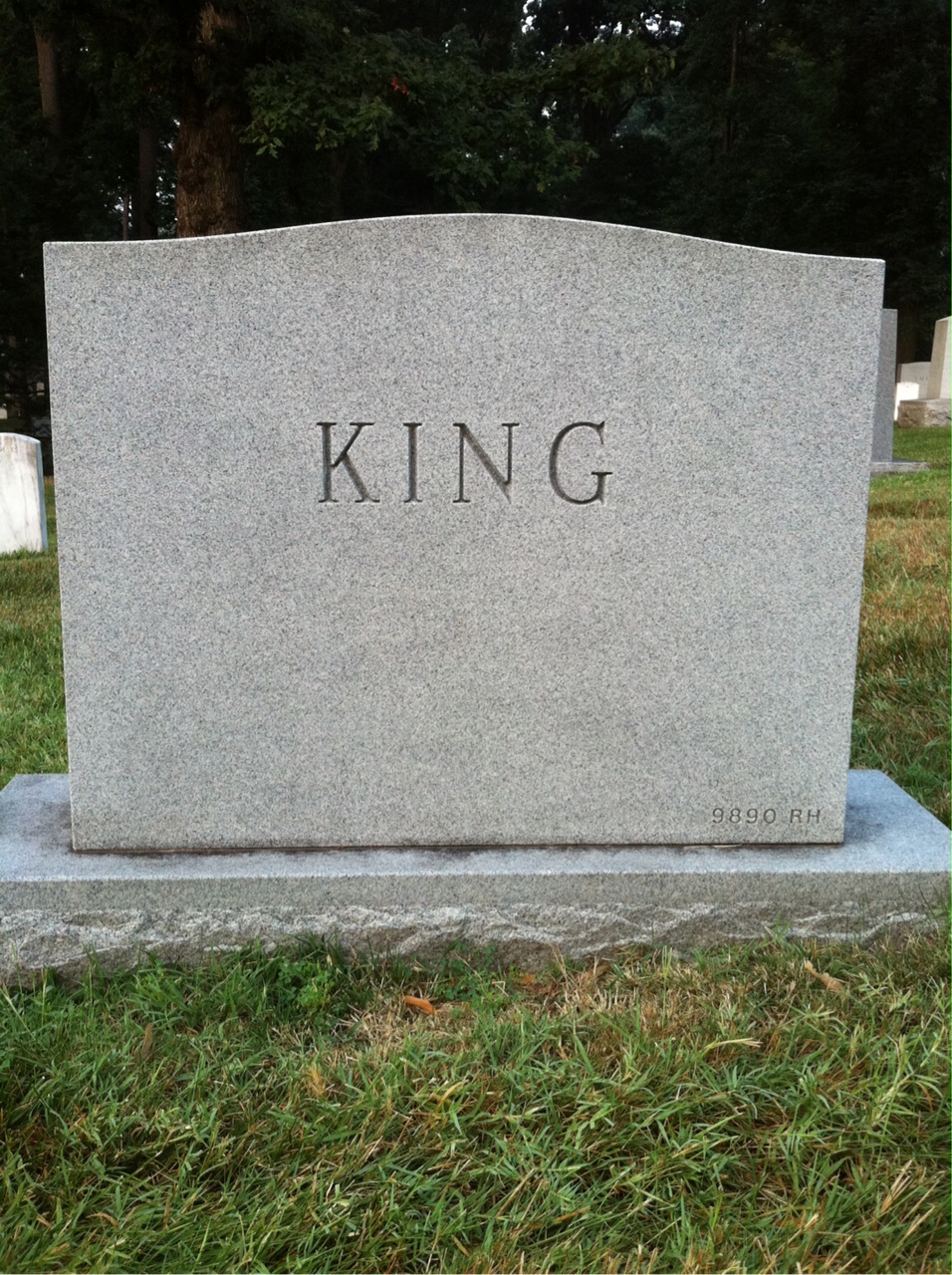 Back of headstone — James King