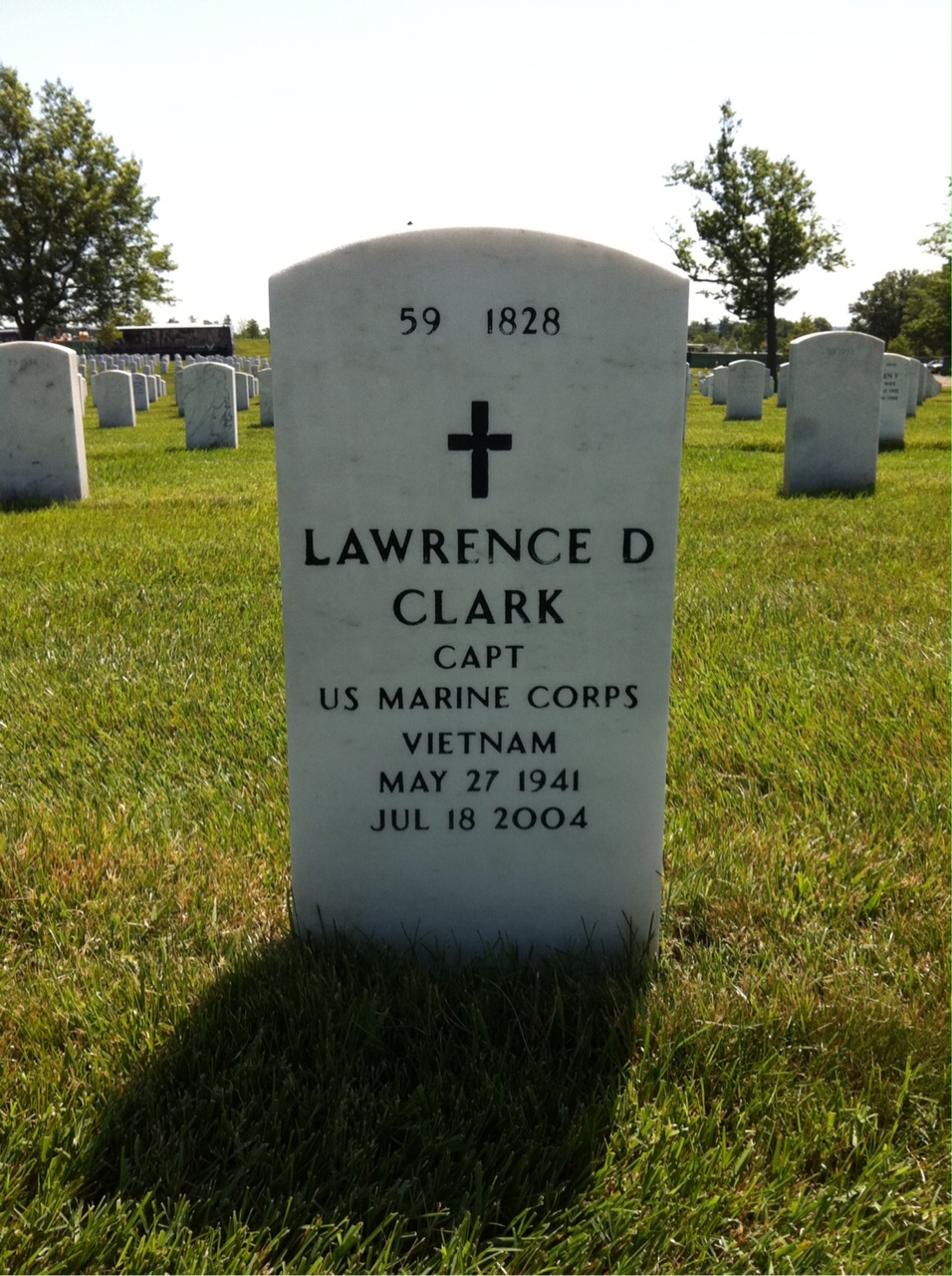 Back of headstone — Lawrence Clark