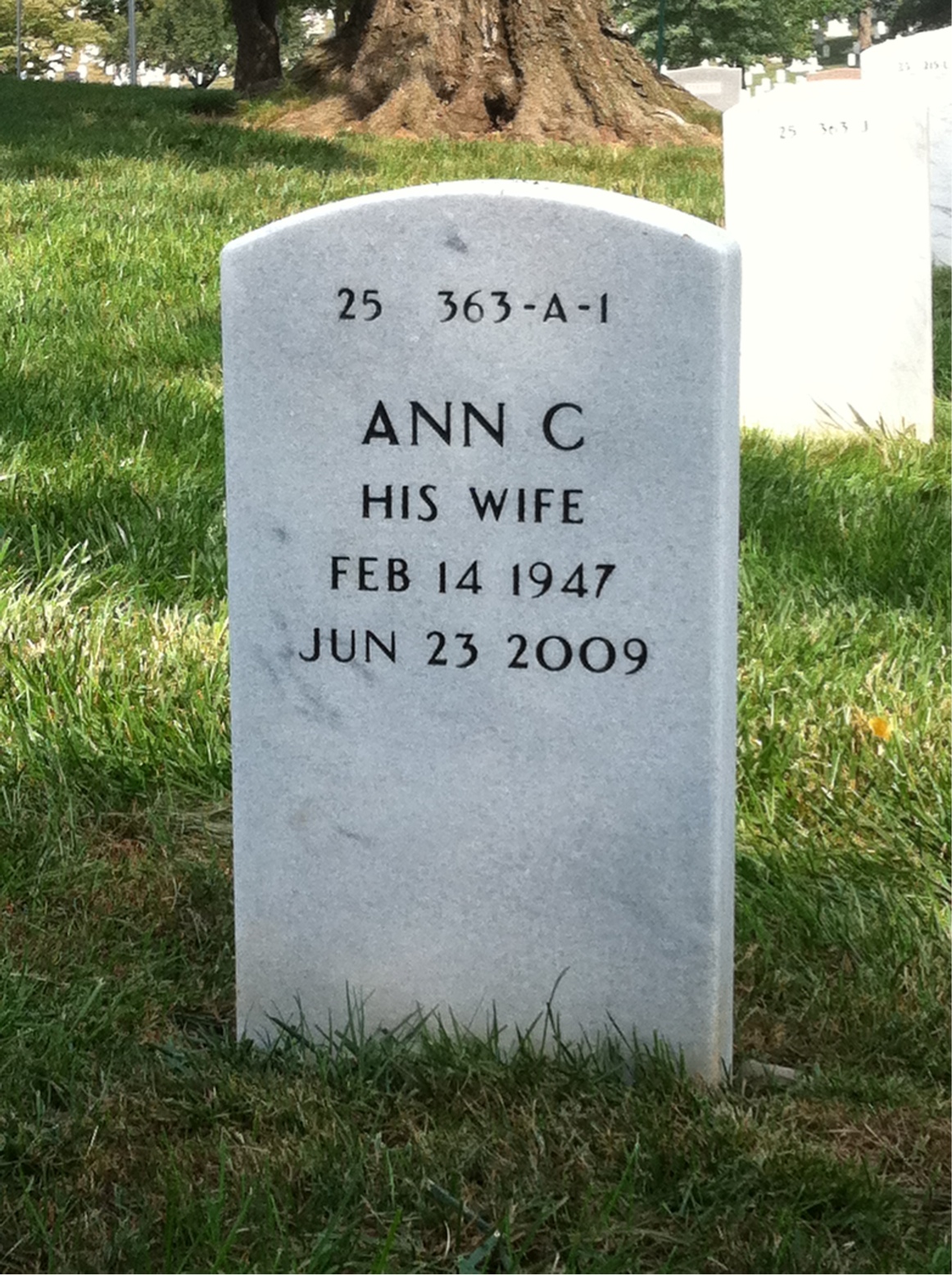 Back of headstone — David Wherley