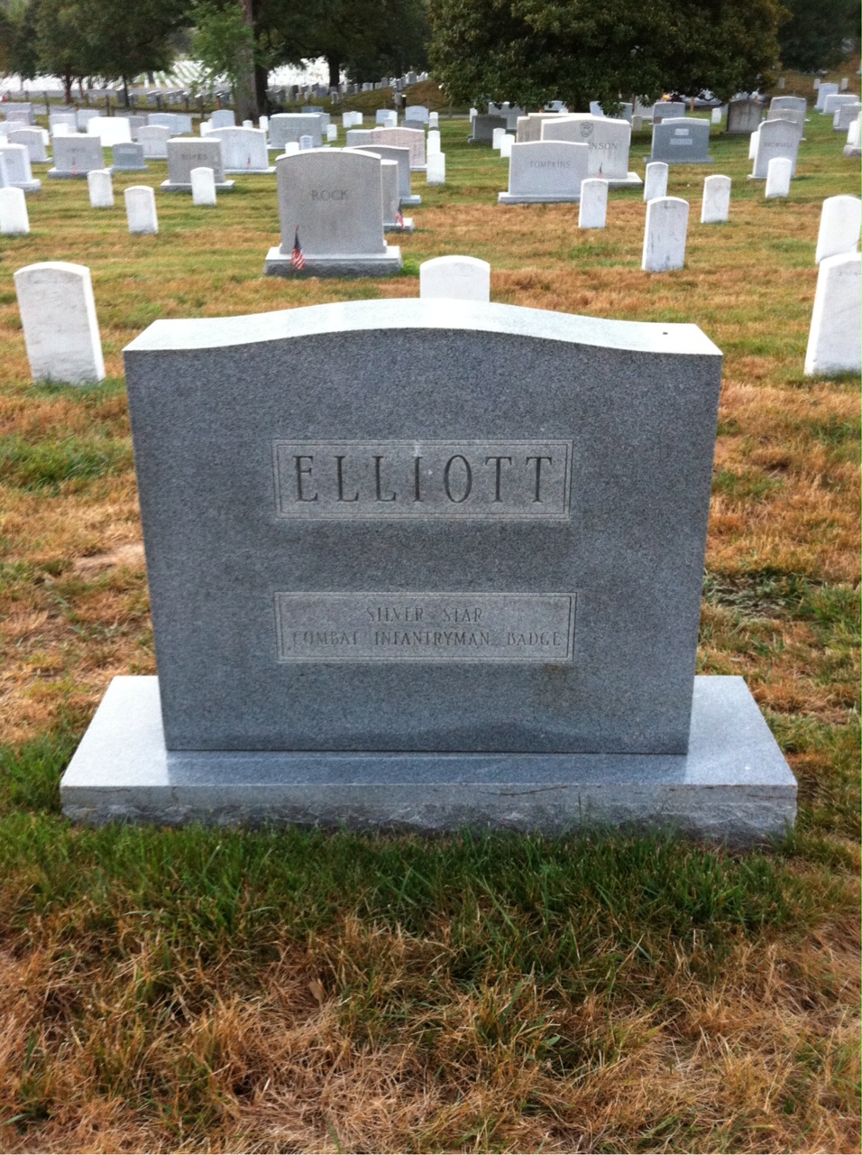 Back of headstone — Walter Alfred Elliott