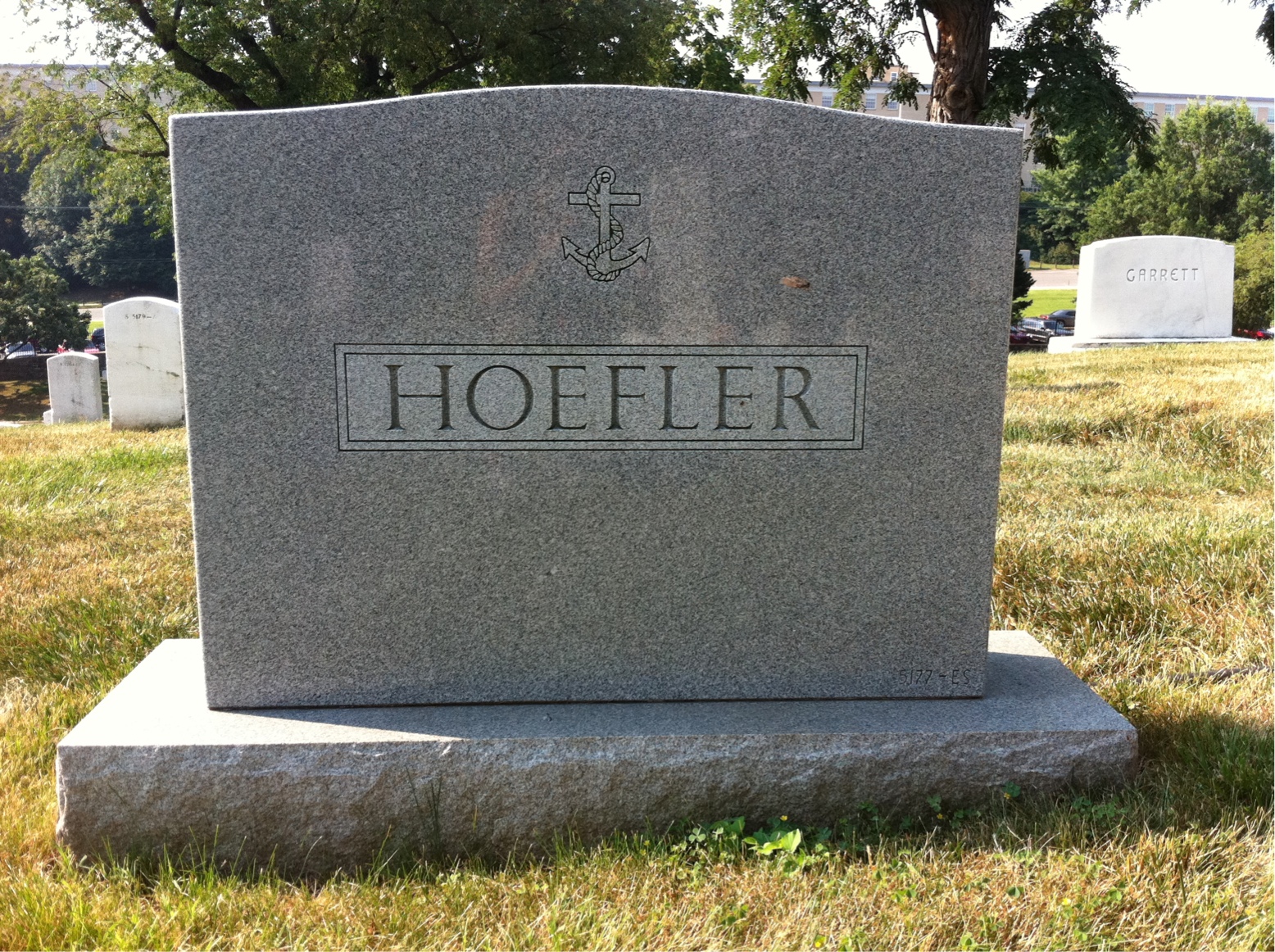 Back of headstone — Charles Hoefler
