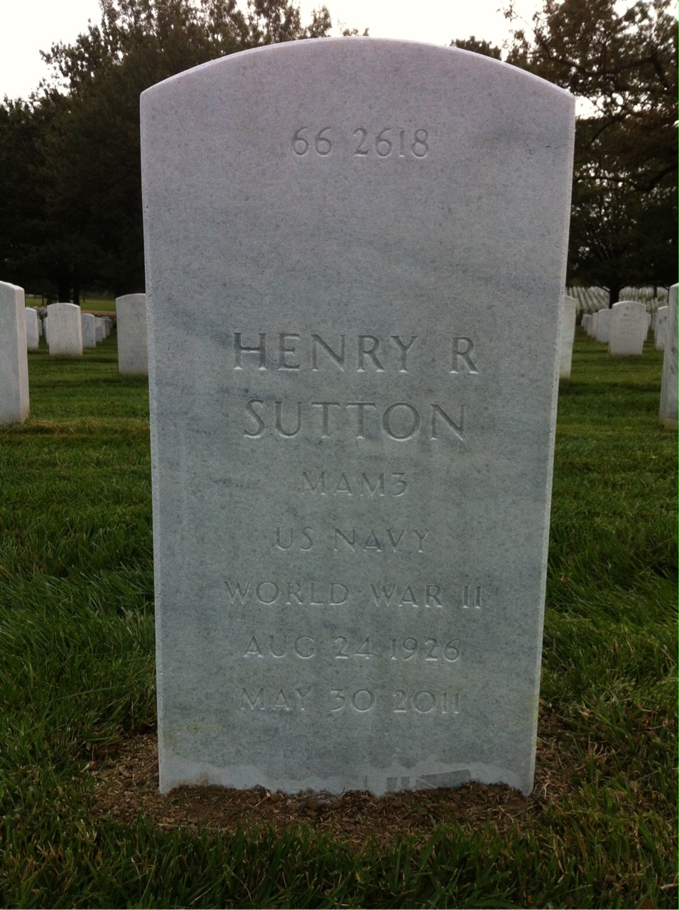 Back of headstone — Walter Sutton