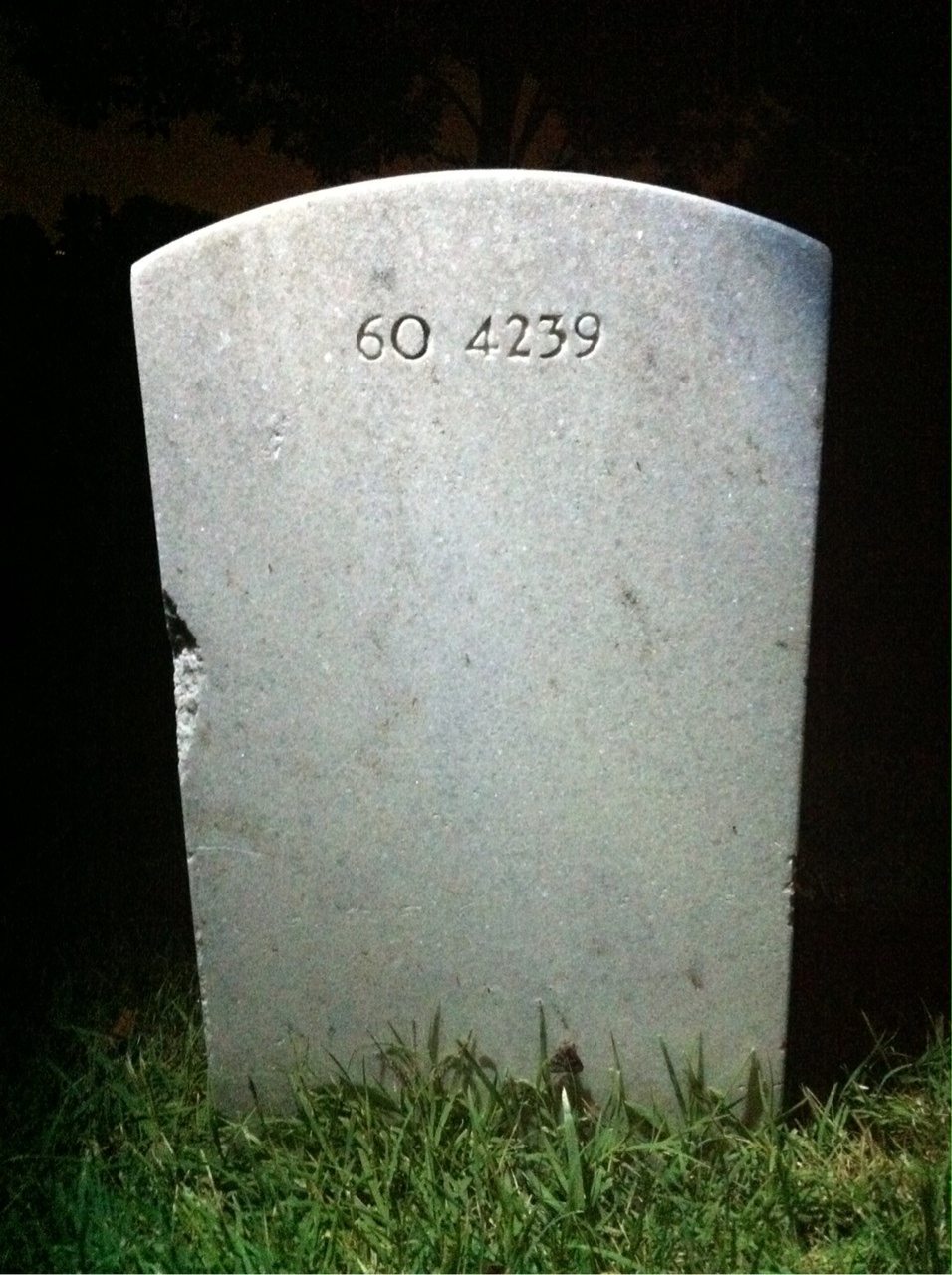 Back of headstone — William Armstrong