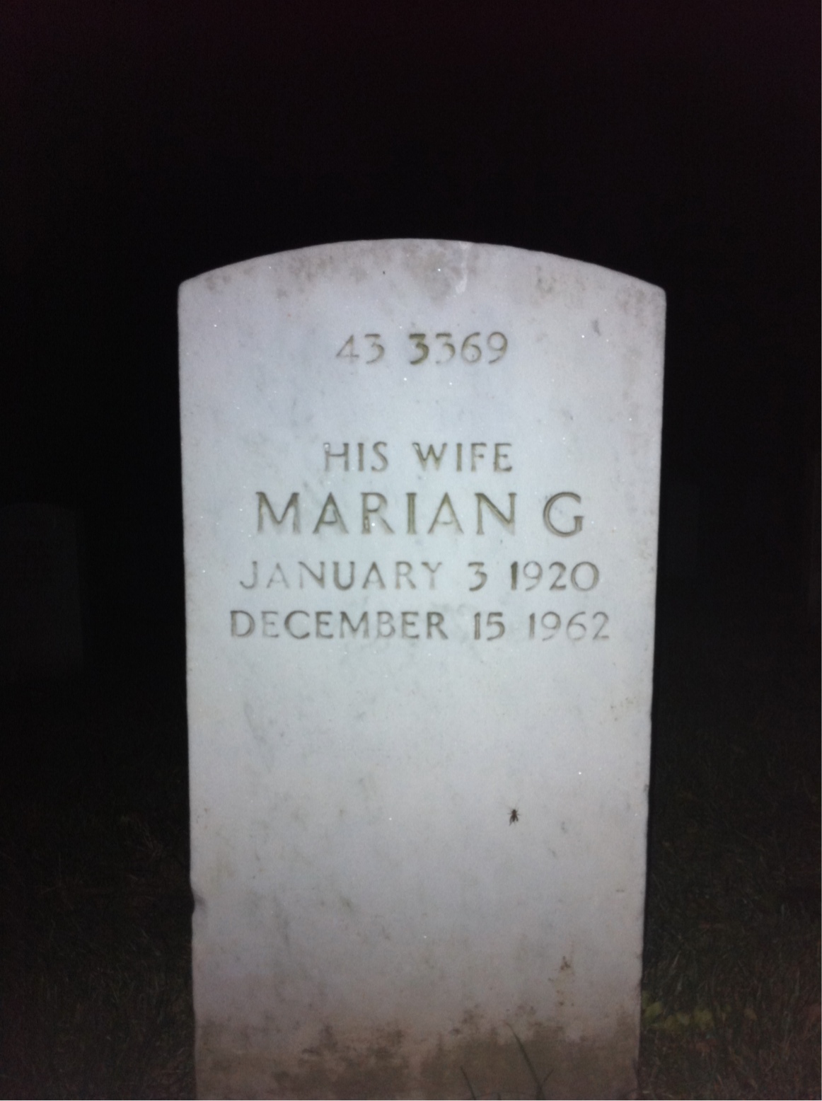Back of headstone — Marian Alexander