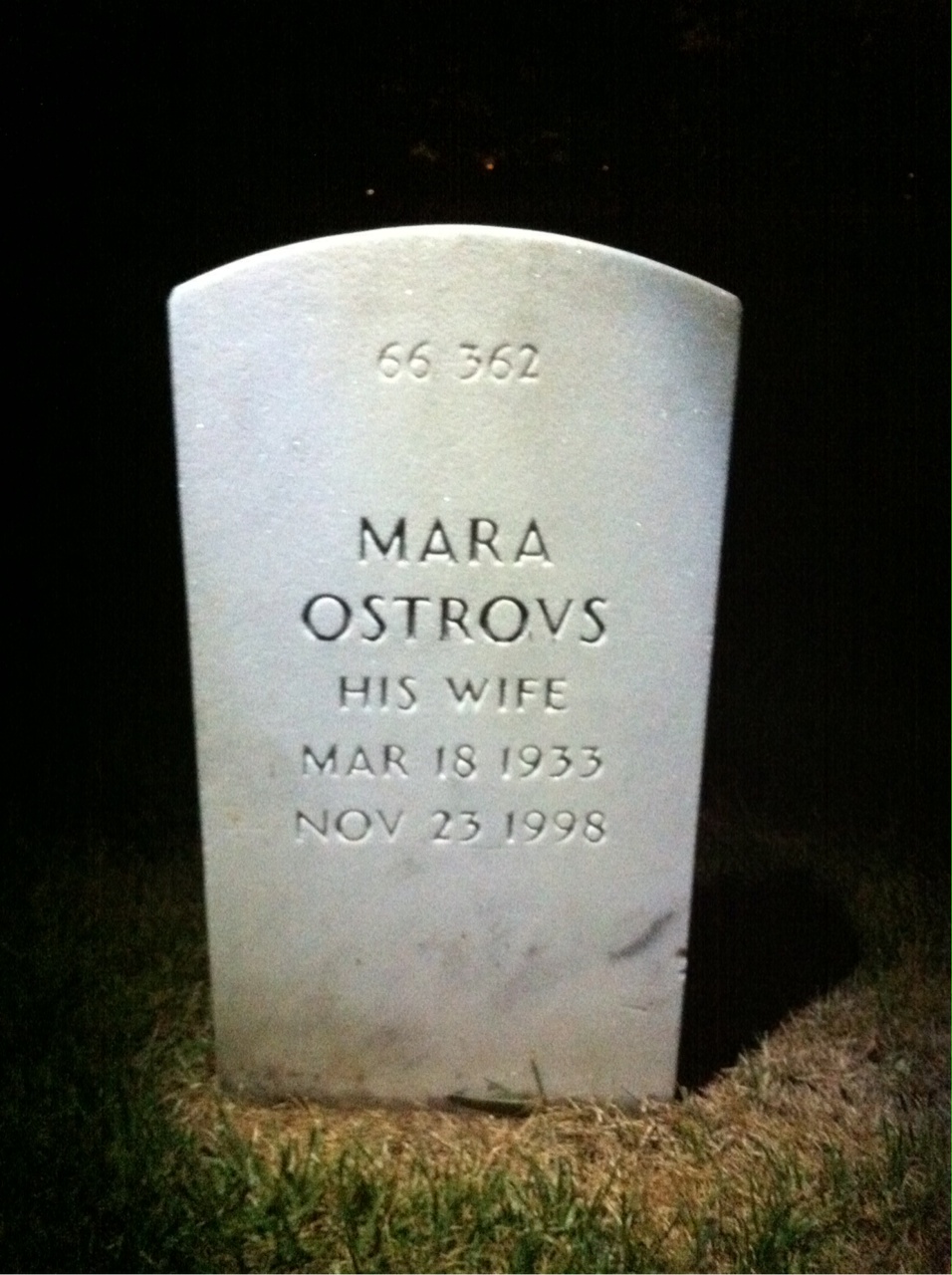 Back of headstone — Janis Auzins