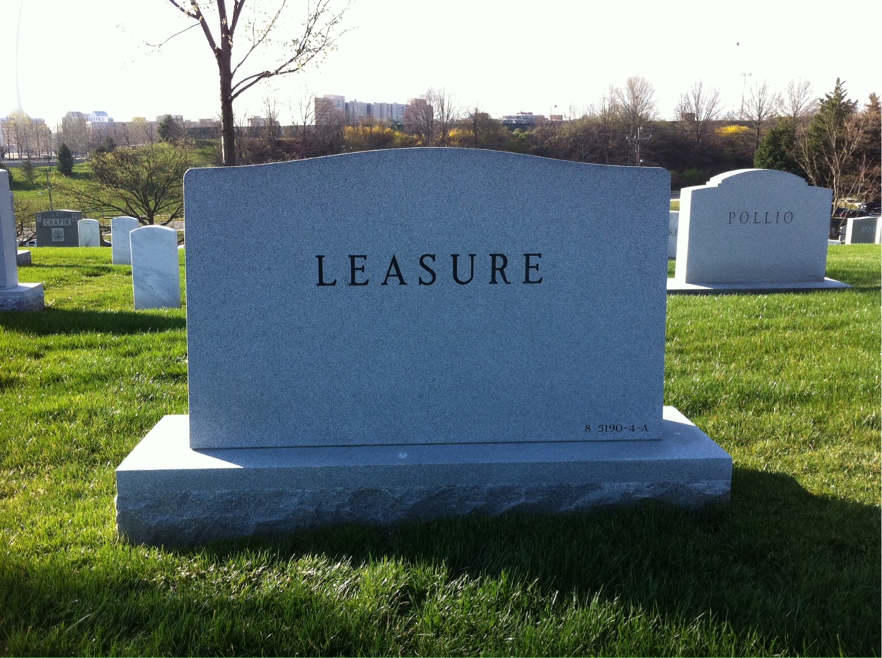 Back of headstone — Shelby Leasure