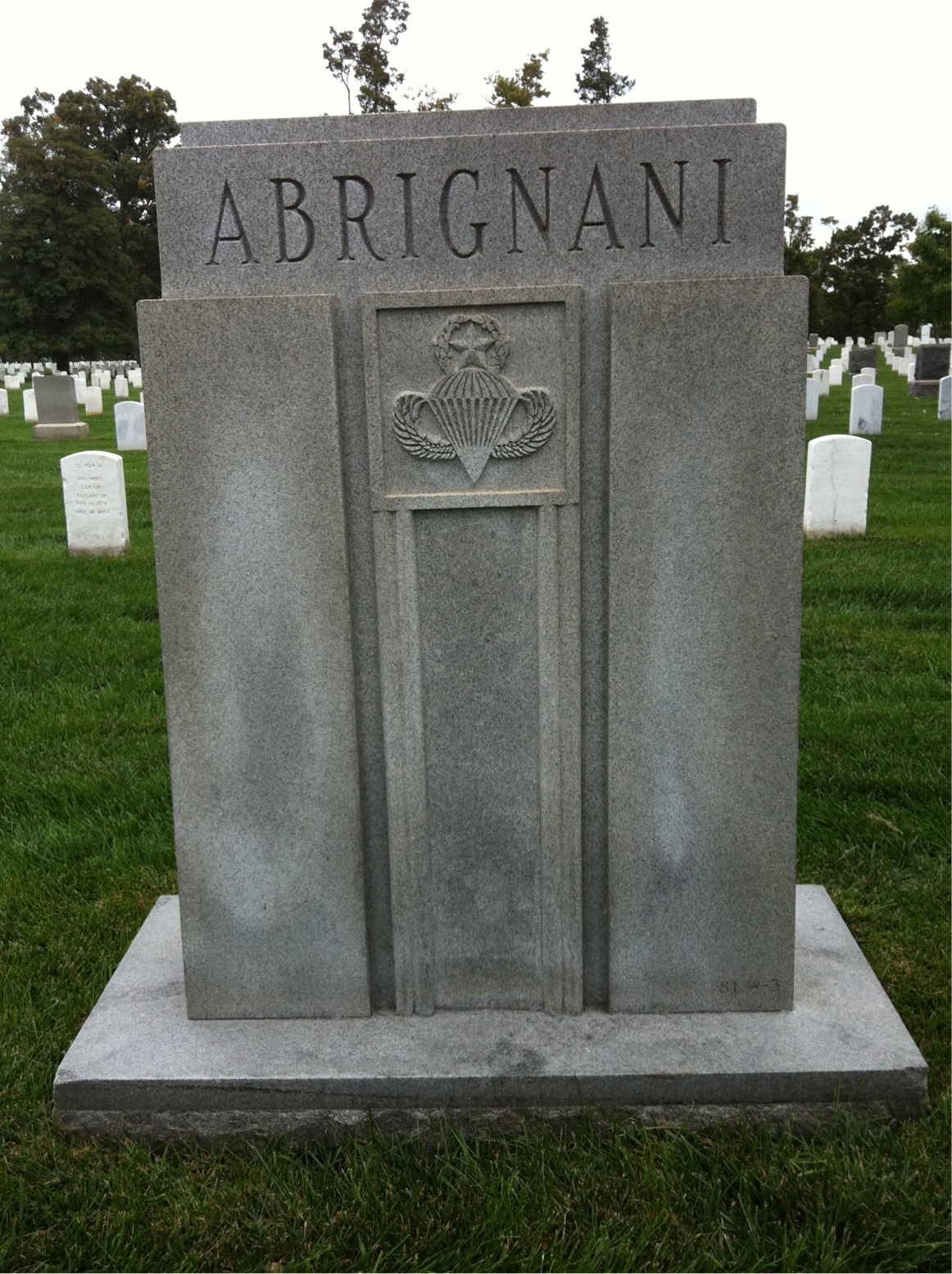 Back of headstone — Vincent Abrignani