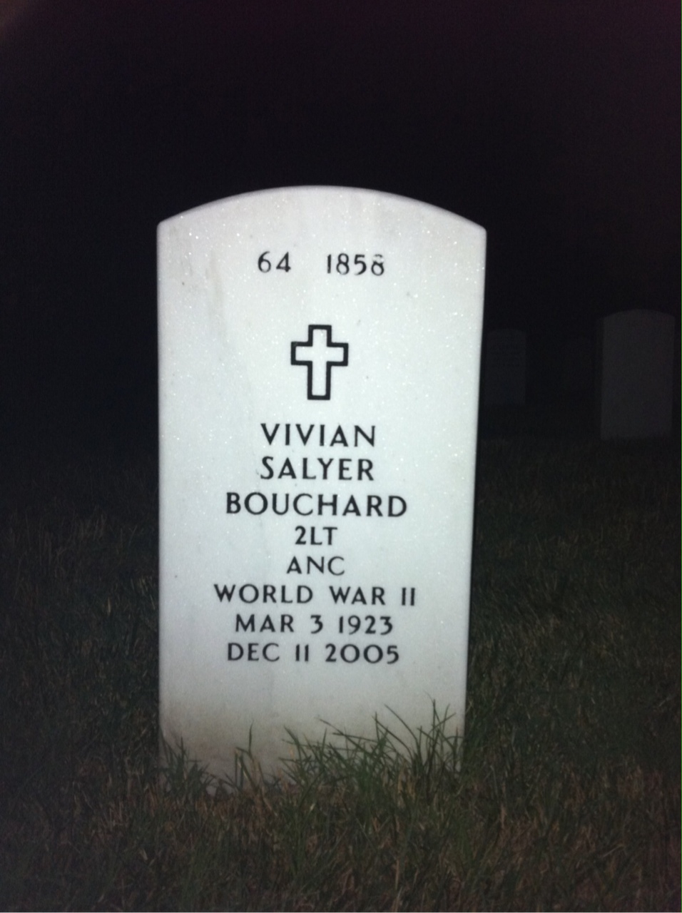 Back of headstone — Wilfred Bouchard