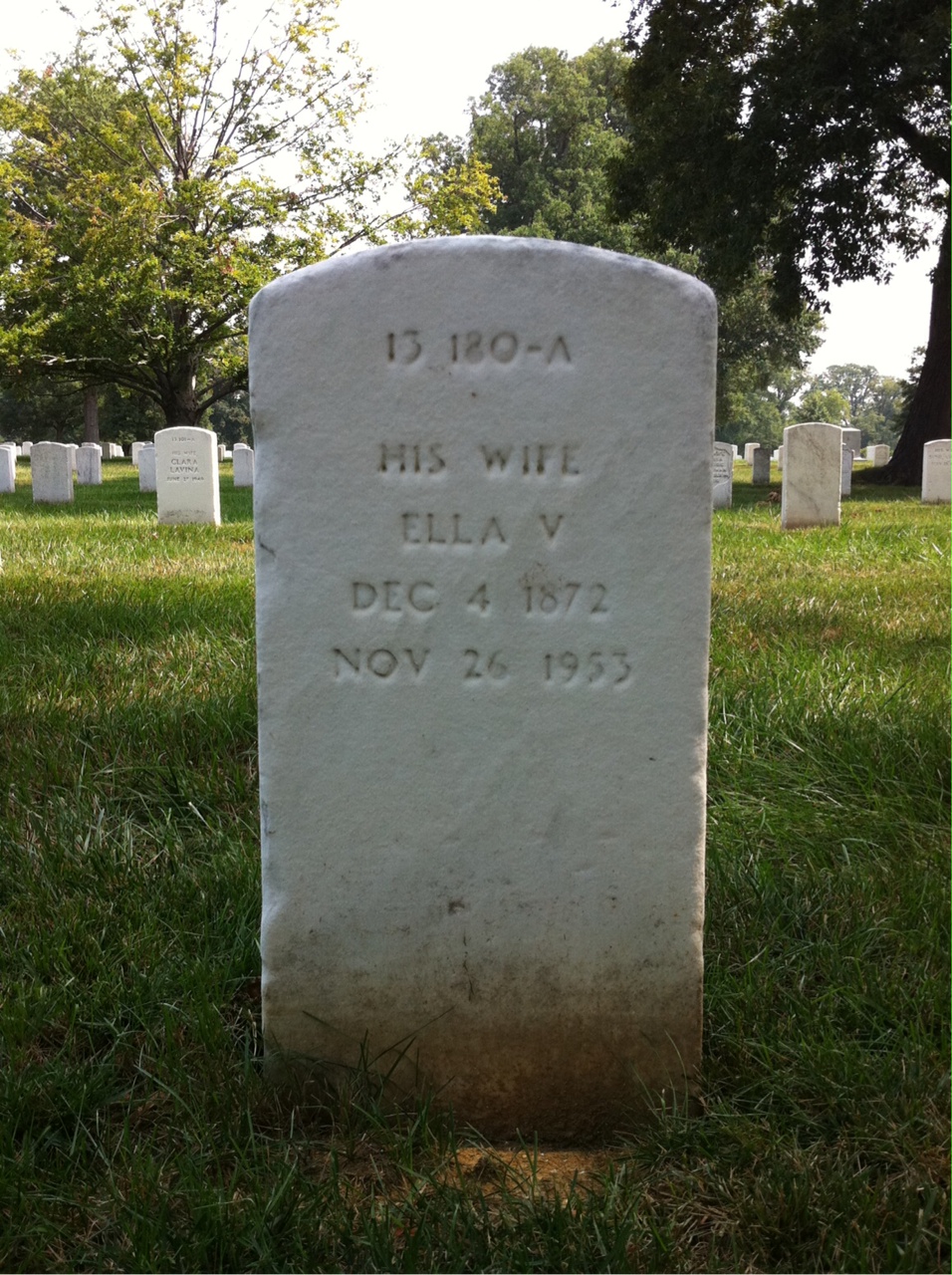 Back of headstone — Ella Baily