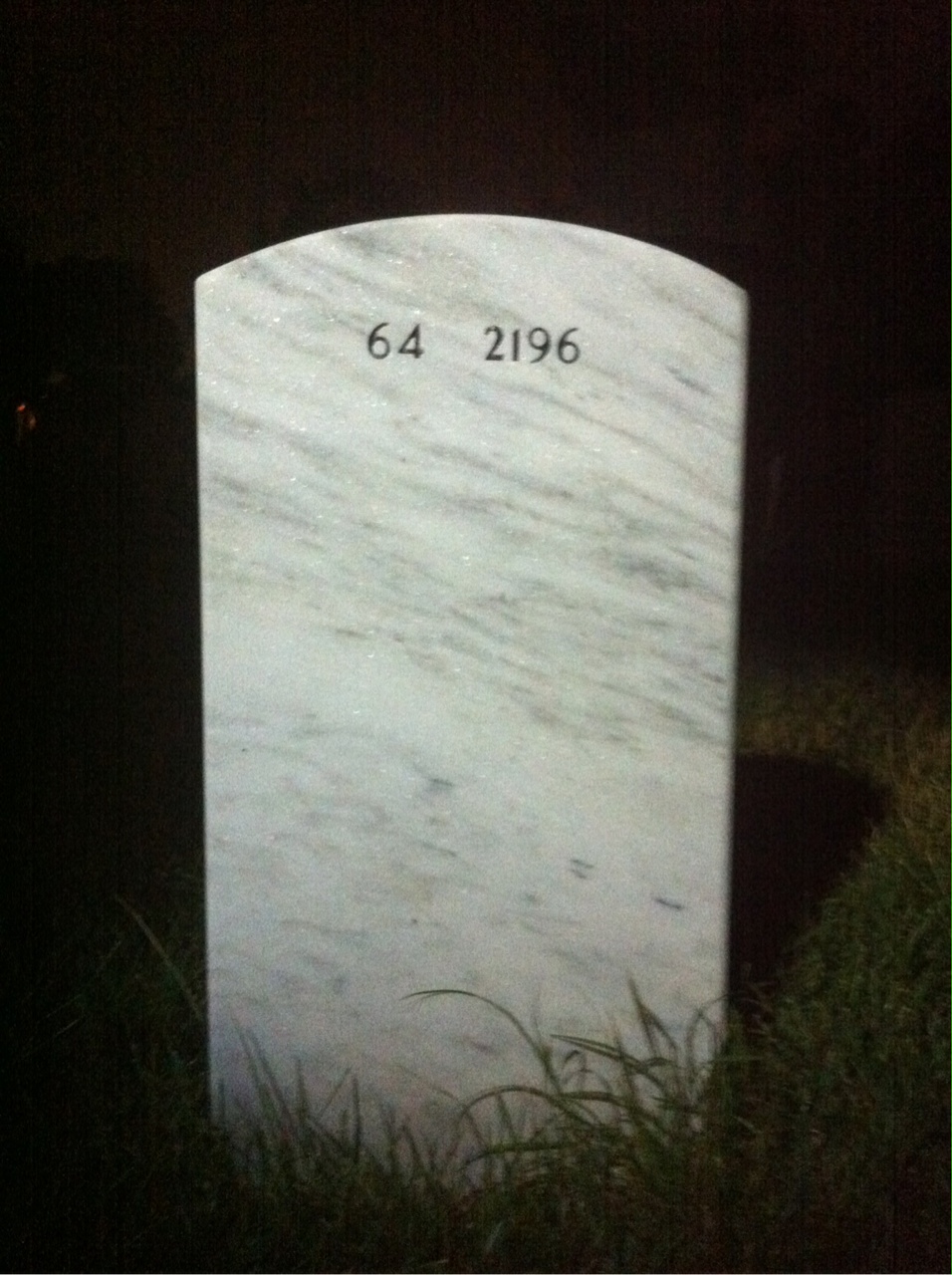 Back of headstone — Frank Evans