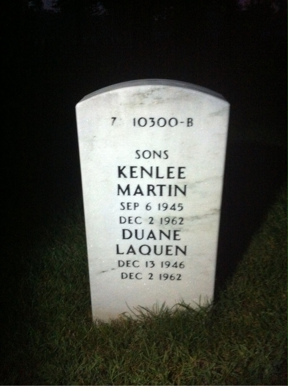 Back of headstone — Quentin West
