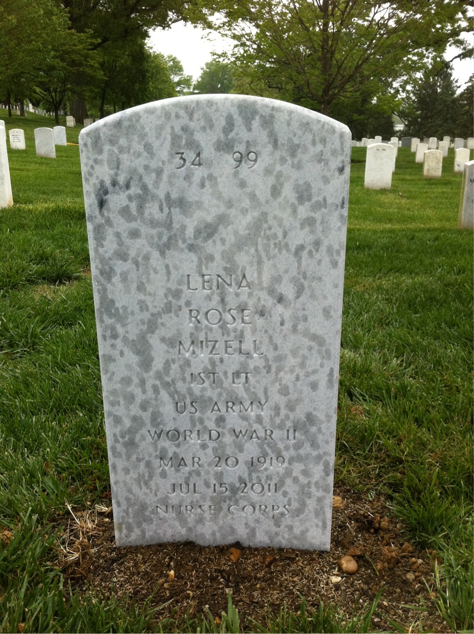 Back of headstone — Charles Mizell
