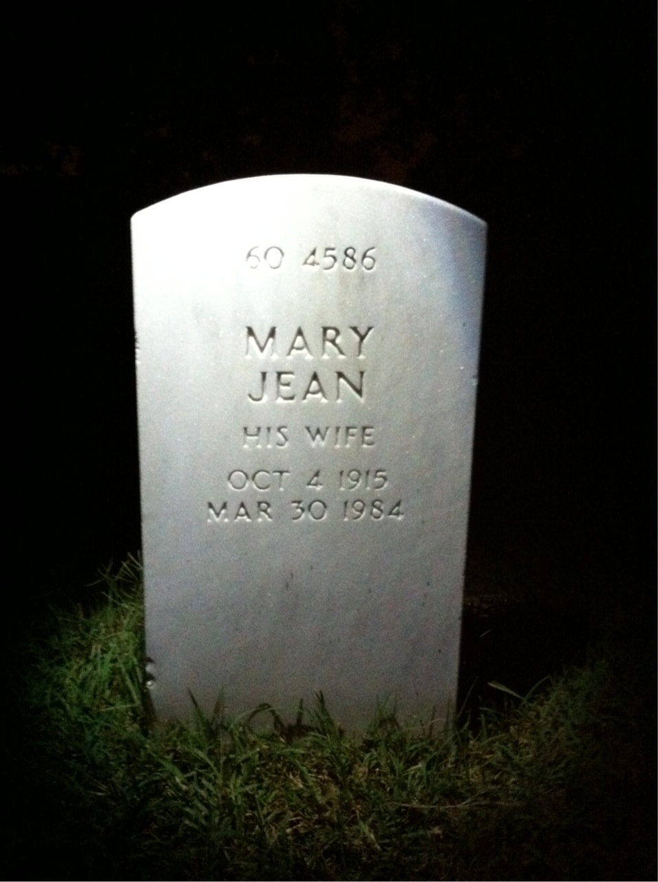 Back of headstone — Mary Moore