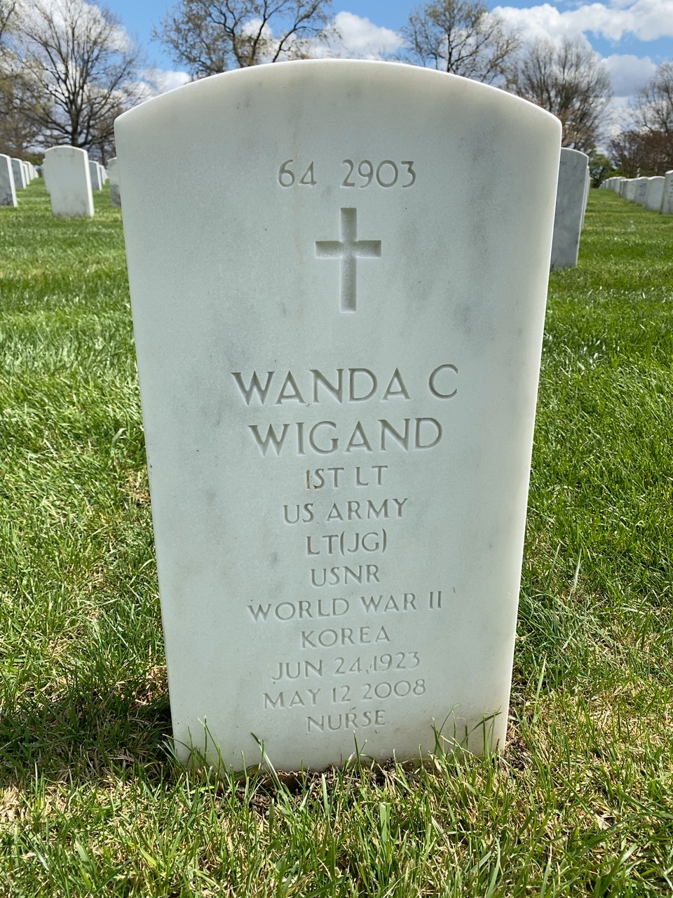 Back of headstone — Robert Wigand