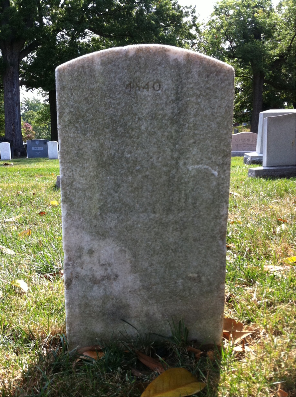 Back of headstone — Frederick Benton