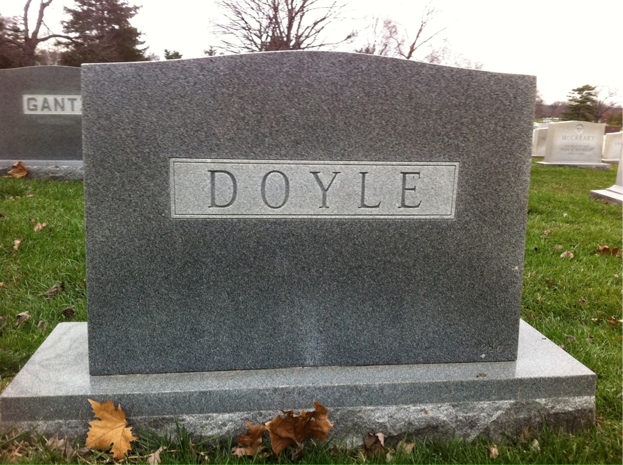 Back of headstone — Daniel Doyle