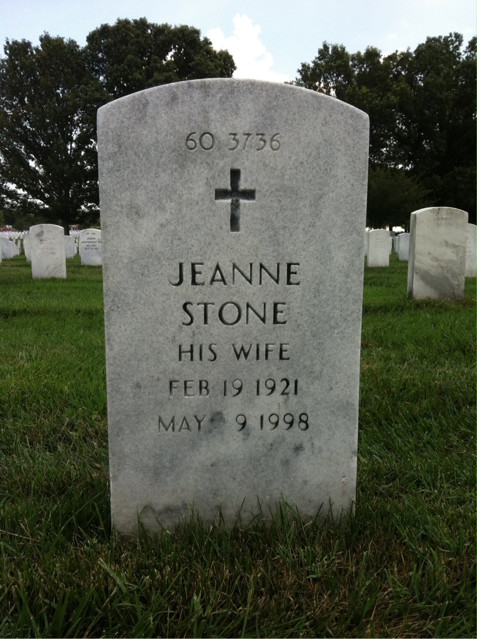 Back of headstone — Jeanne Mckenna