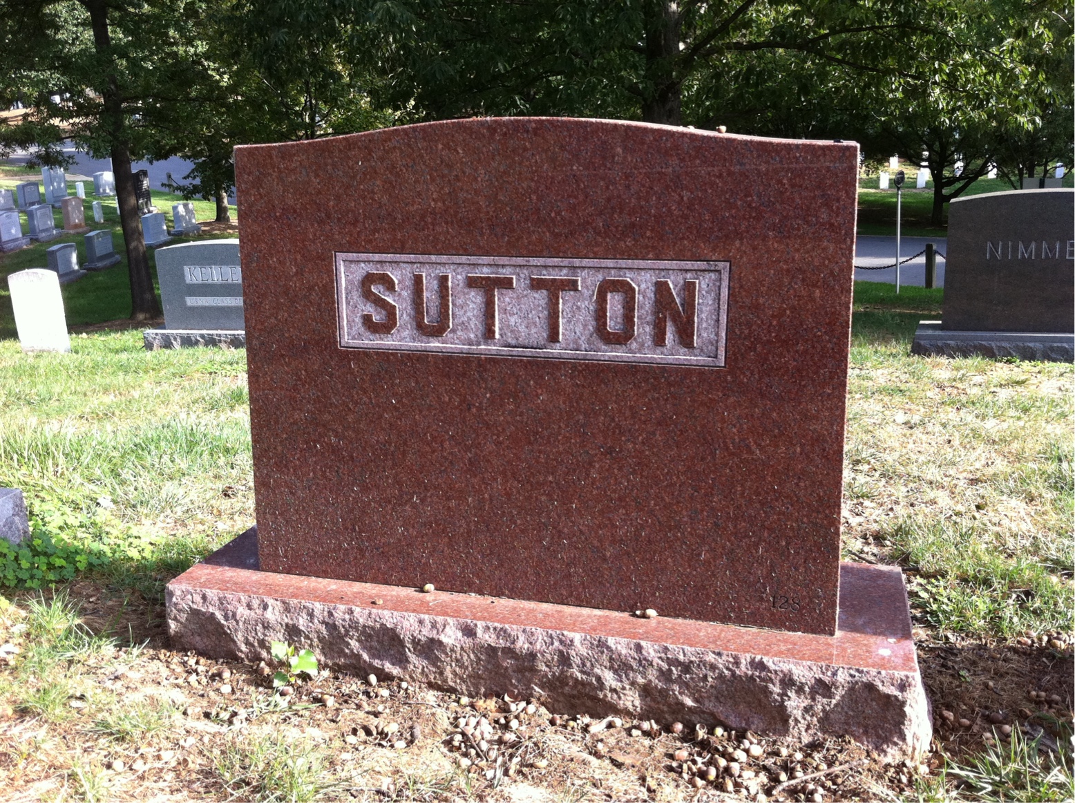 Back of headstone — William James Sutton