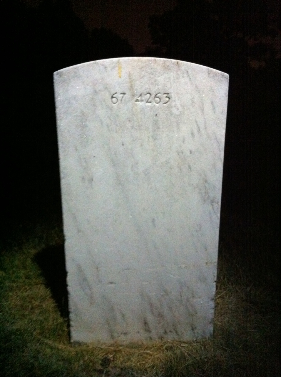 Back of headstone — Lester Adrian