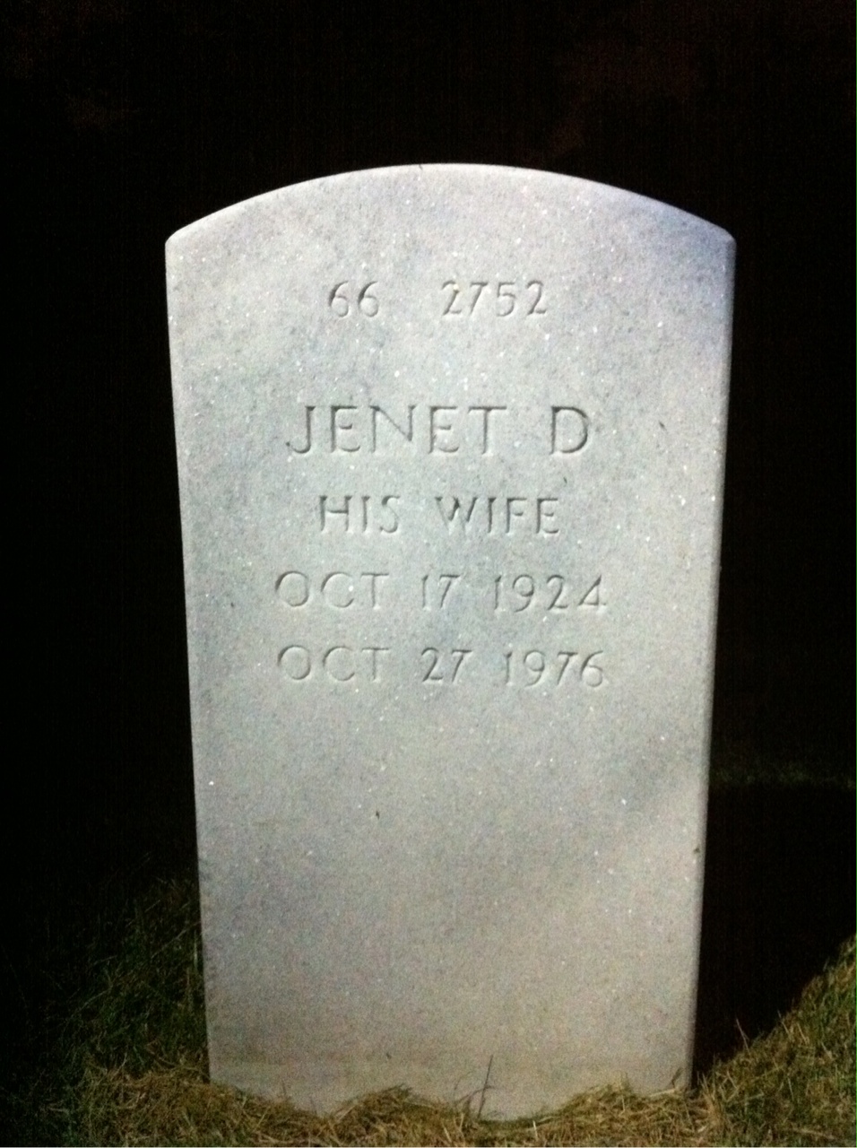 Back of headstone — James Flemming