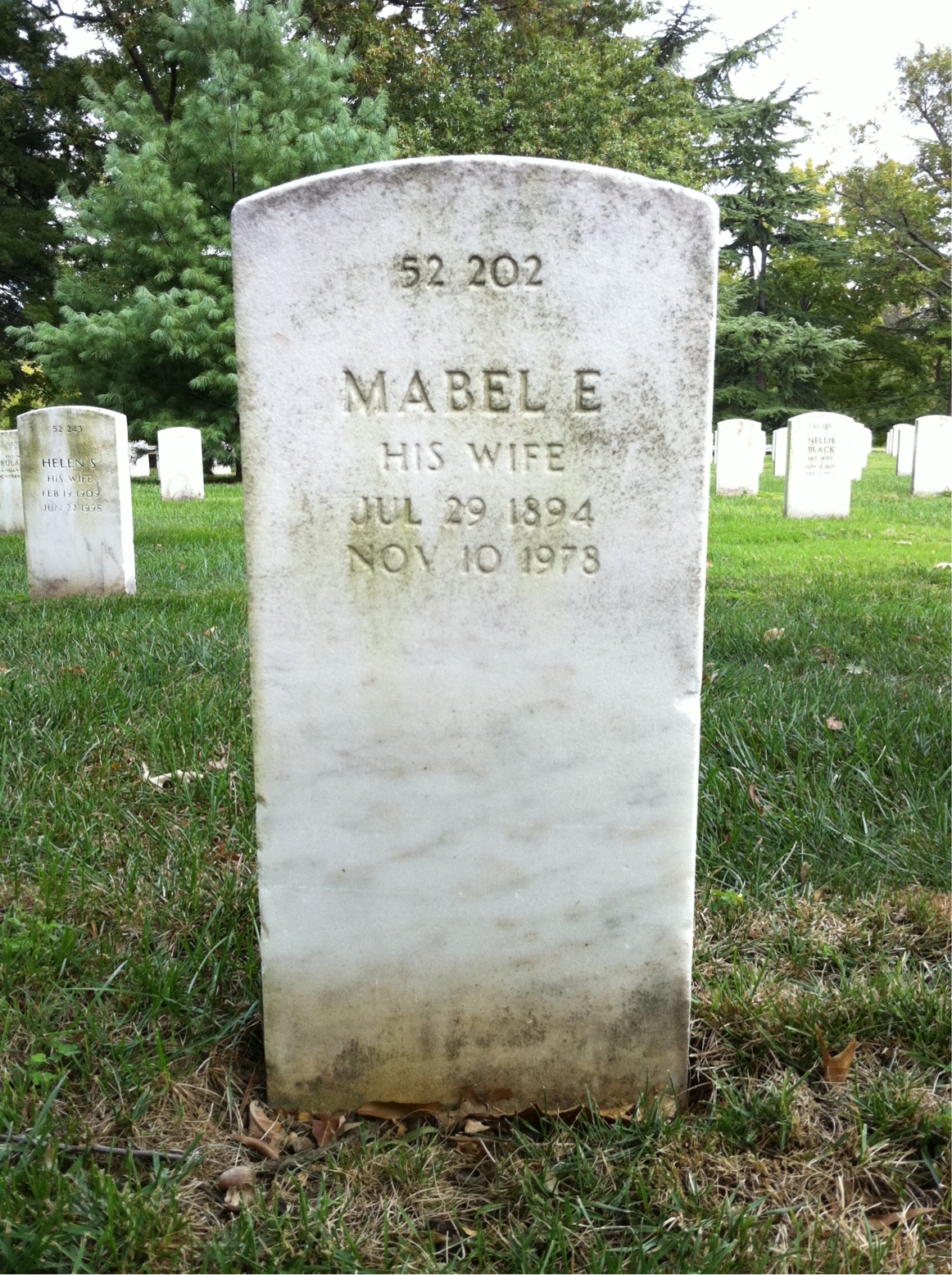 Back of headstone — William S Samuels