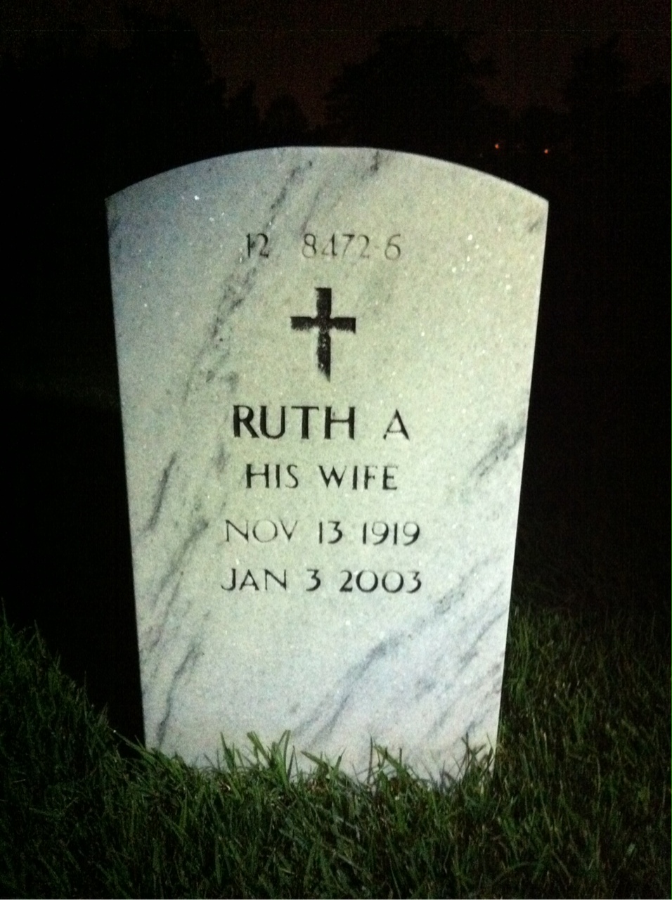 Back of headstone — Ruth Allen
