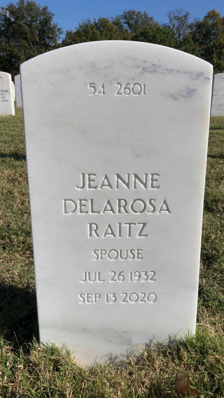 Back of headstone — Clifton Raitz