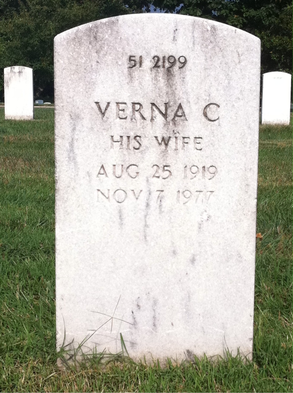 Back of headstone — Herman Anderson