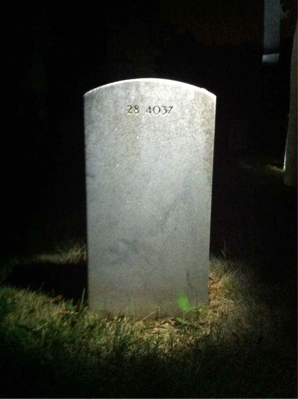 Back of headstone — William Adams