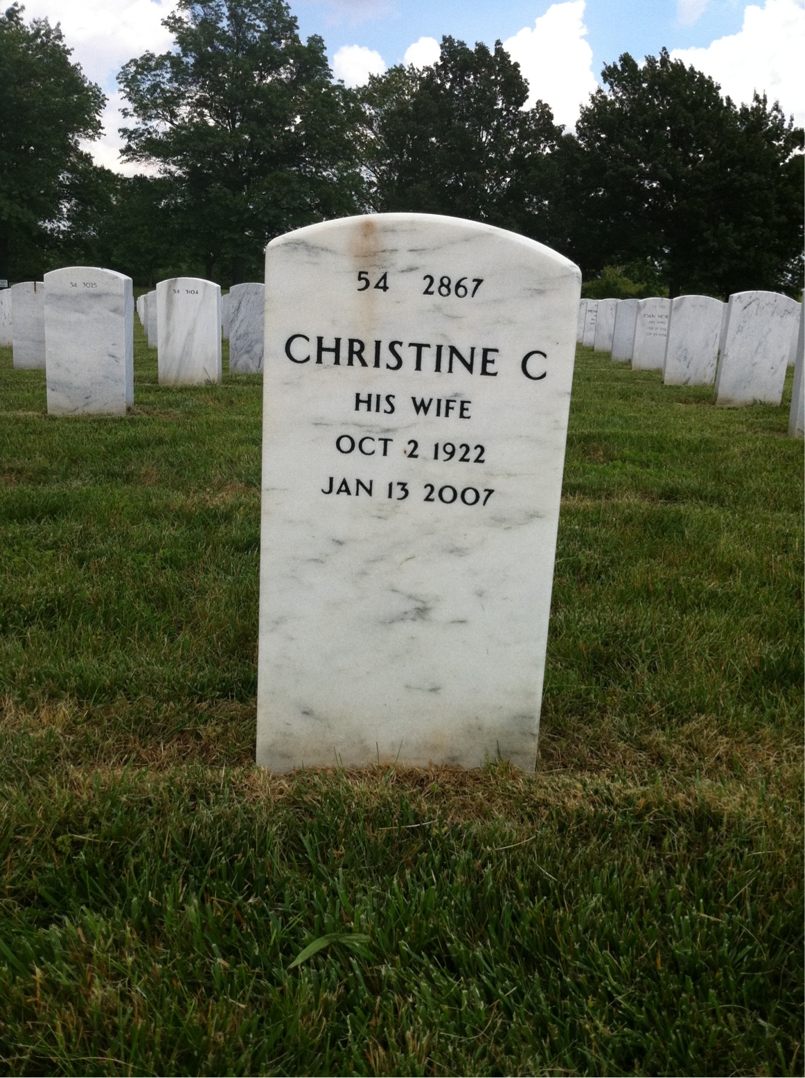 Back of headstone — Linwood Wyman