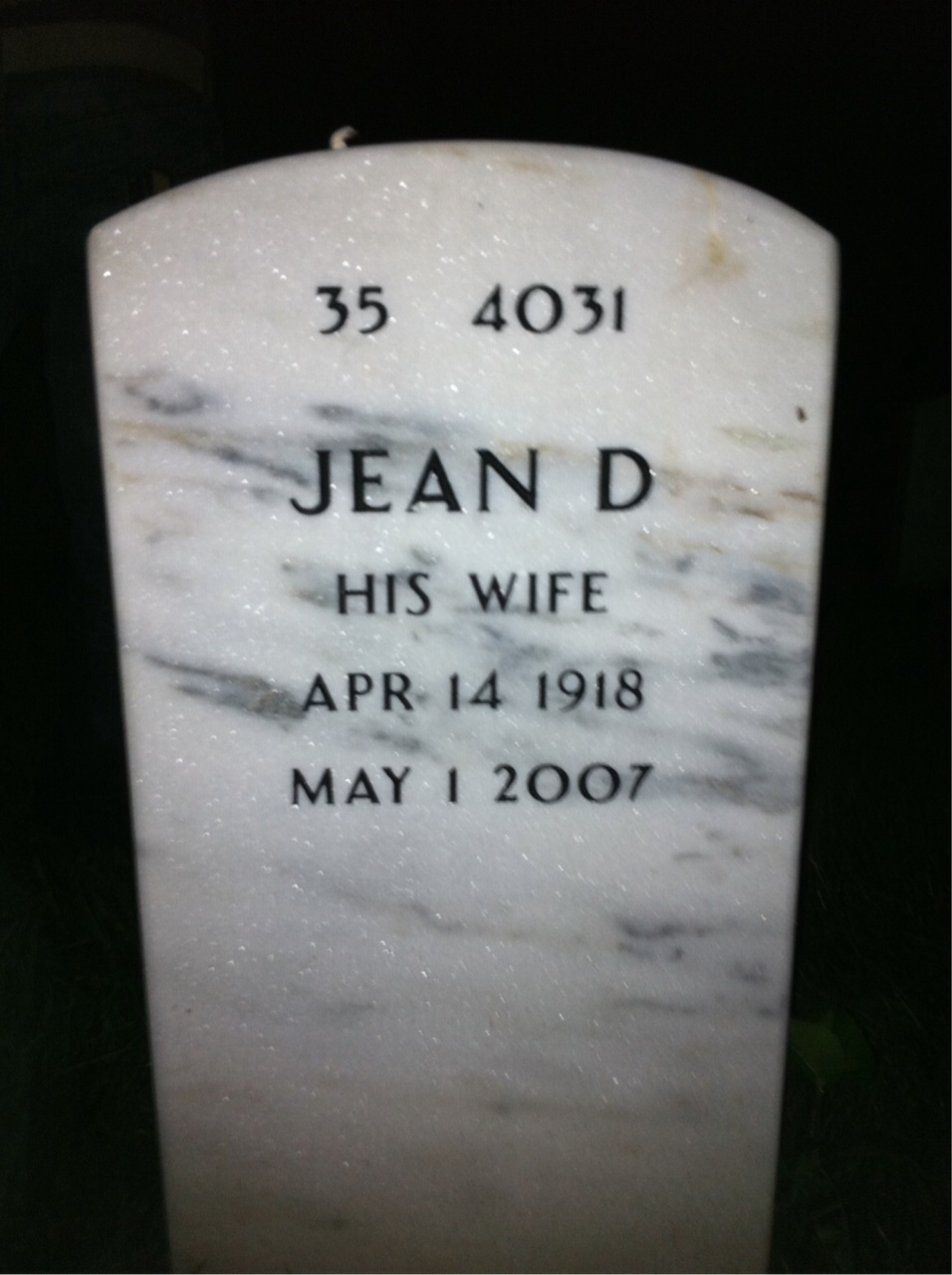 Back of headstone — John Henricksen