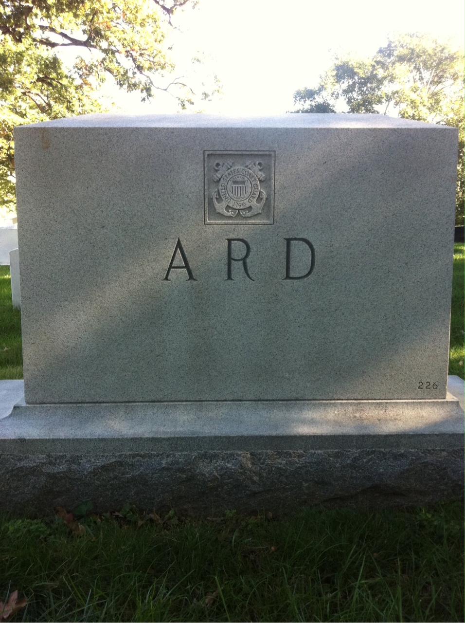 Back of headstone — Agnes Ard