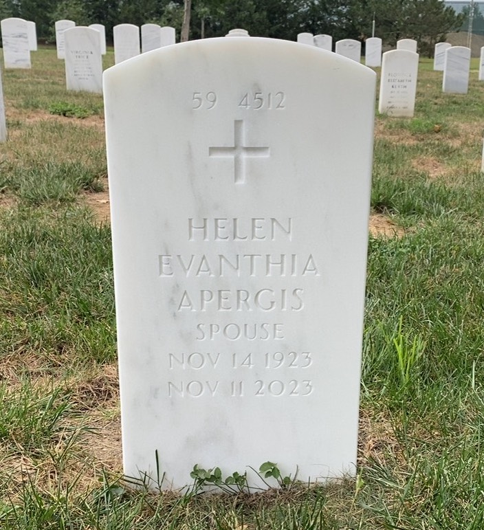Back of headstone — John Apergis