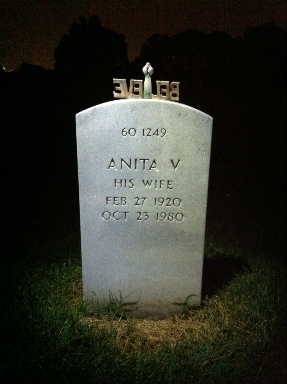 Back of headstone — Anita Appelbaum