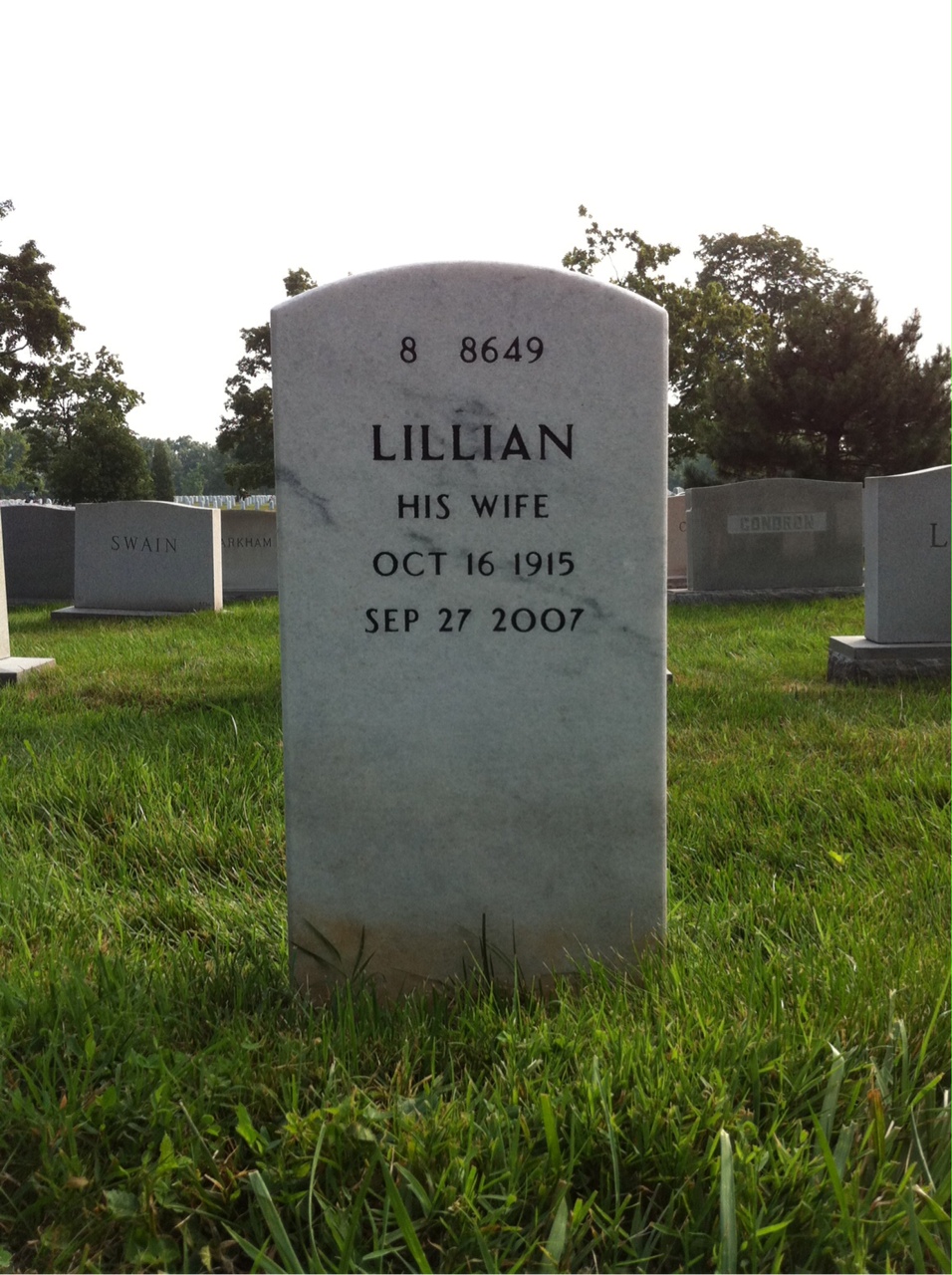 Back of headstone — Fred Hopper