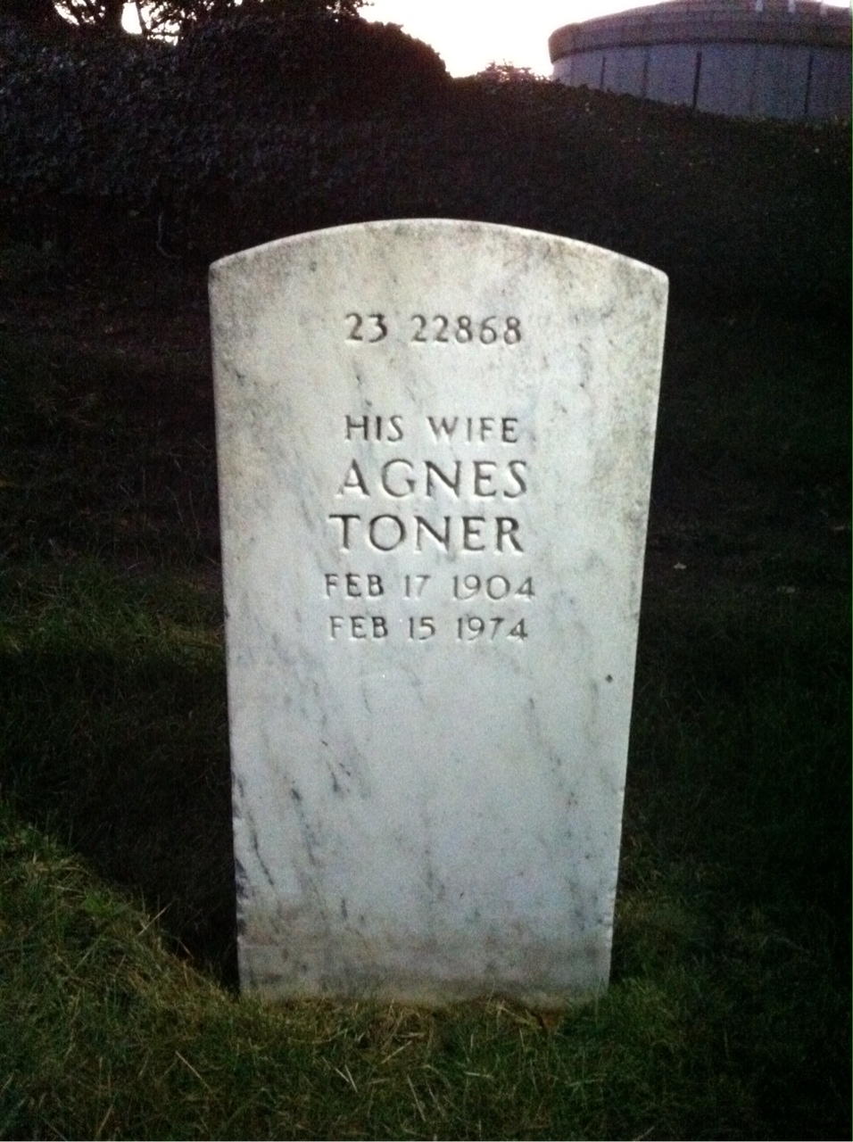Back of headstone — Agnes Pepper