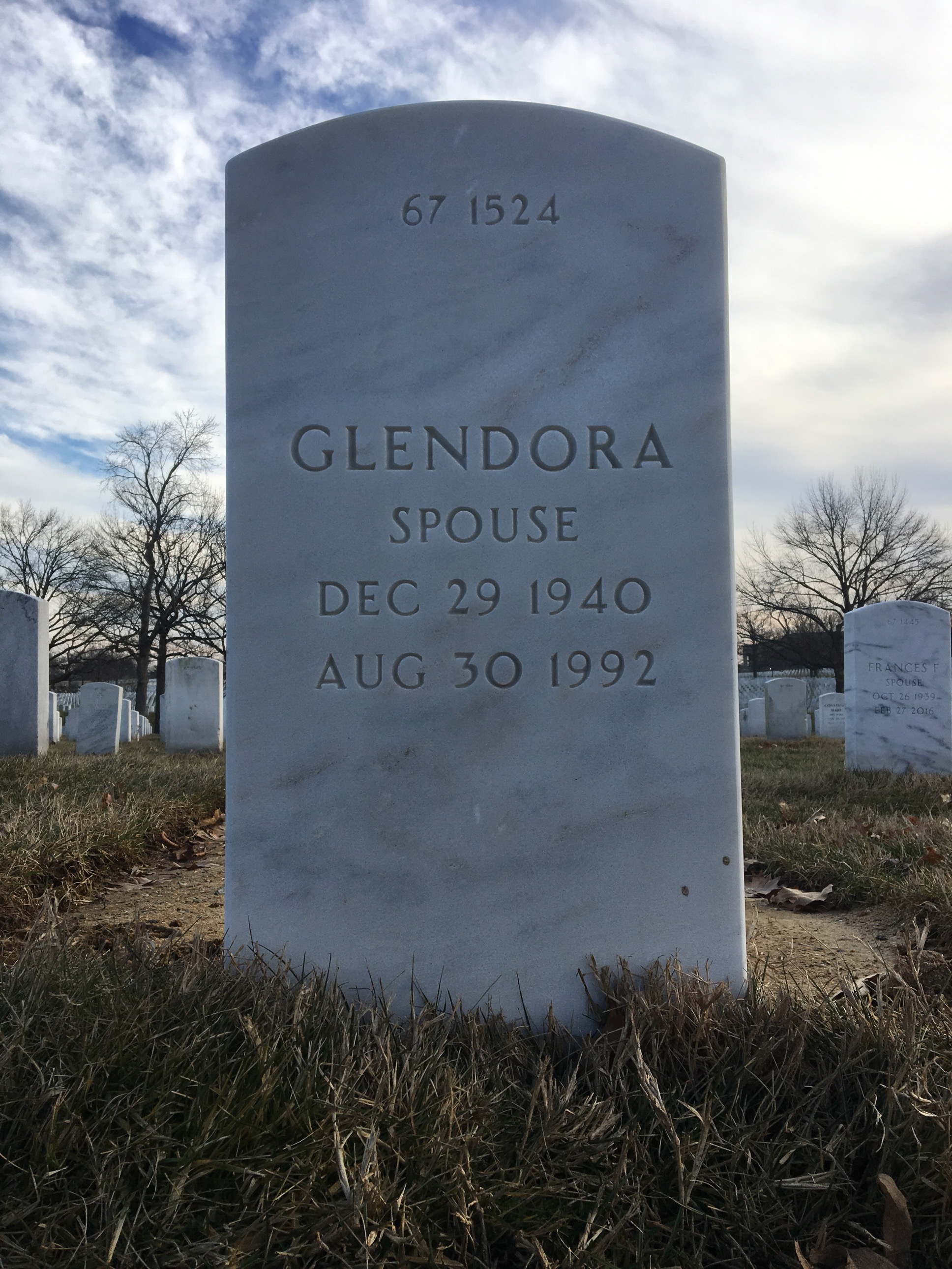 Back of headstone — Walter Lee Robertson