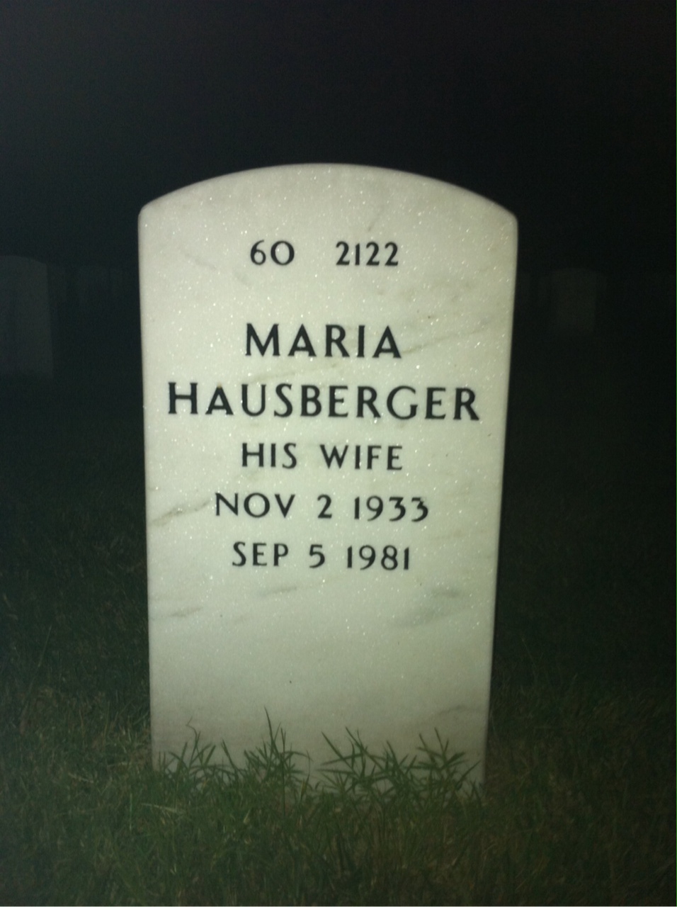 Back of headstone — Howard Erbal