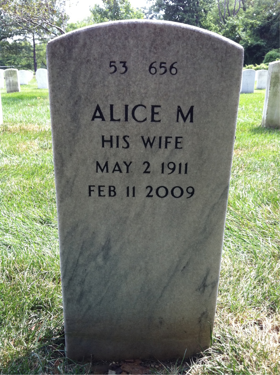 Back of headstone — Henry Weber