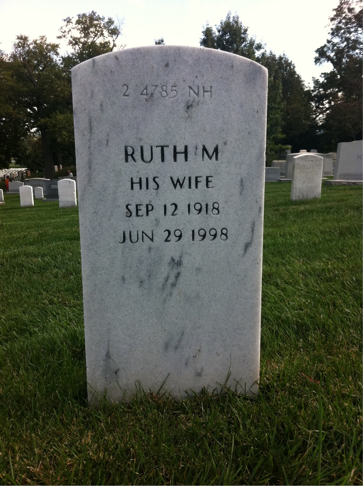 Back of headstone — Ruth Miller