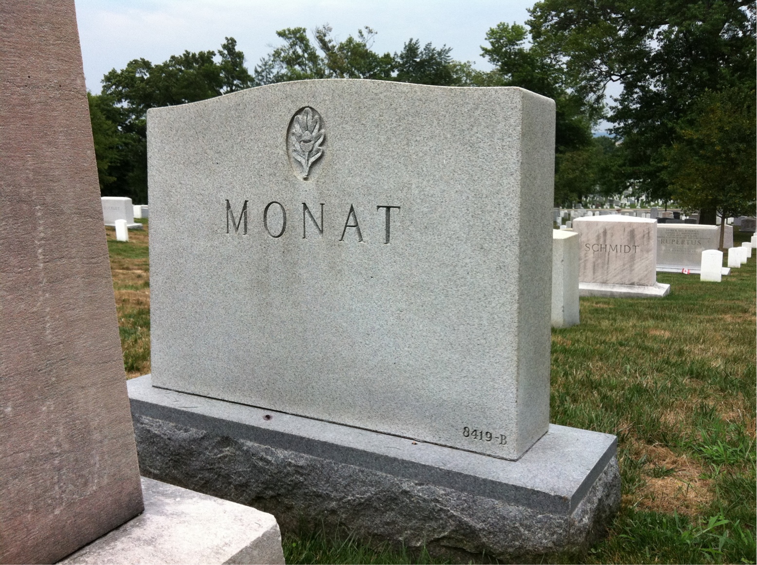 Back of headstone — Anna Monat
