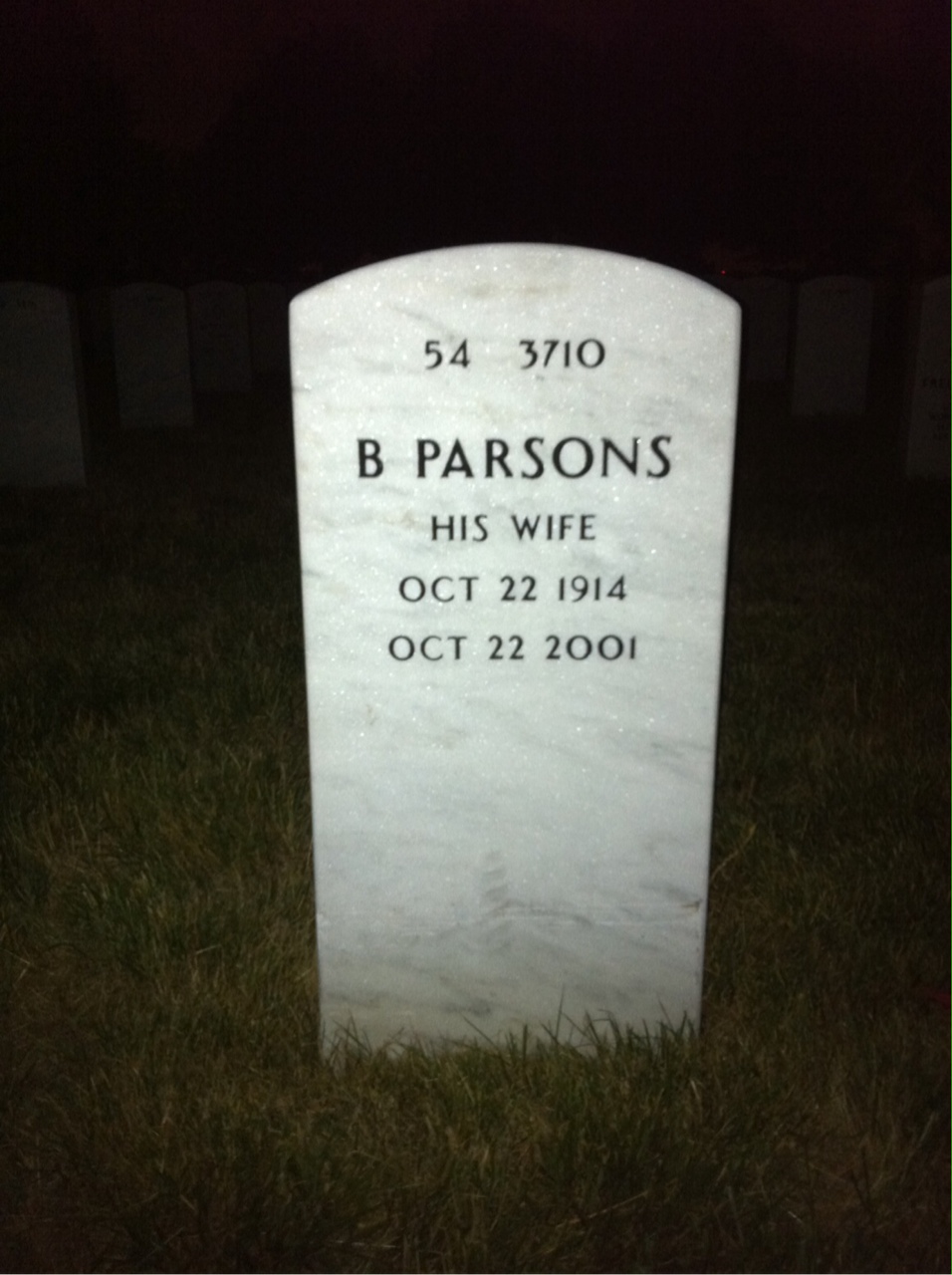 Back of headstone — William Christie