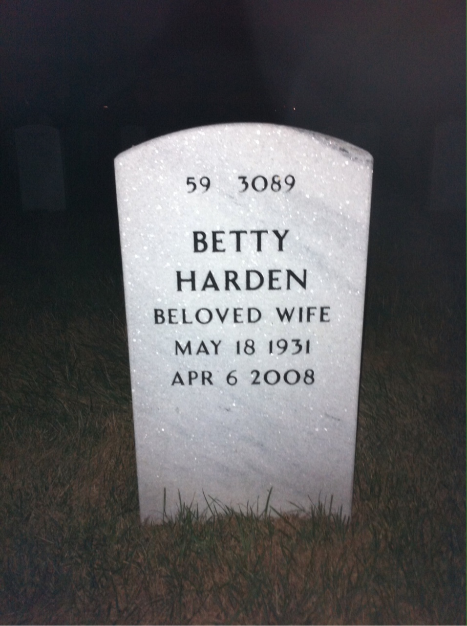 Back of headstone — William White