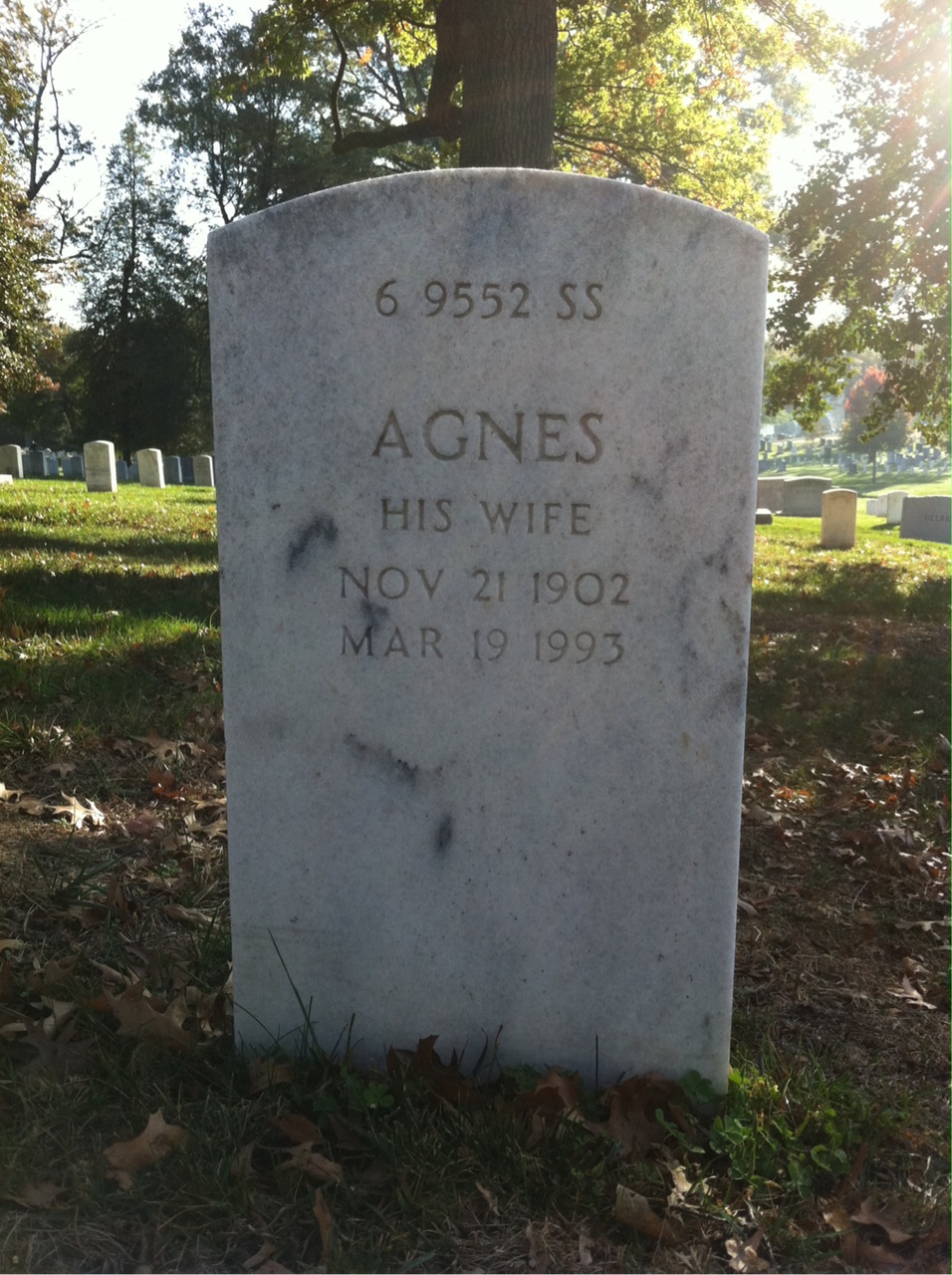 Back of headstone — Agnes Lipscomb