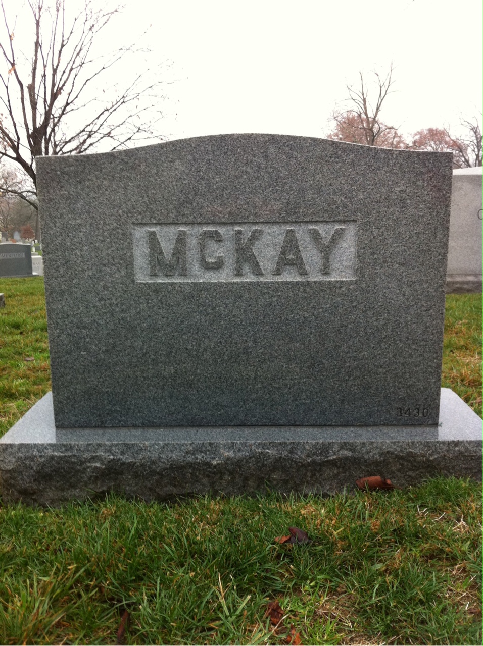 Back of headstone — Gerald Mckay