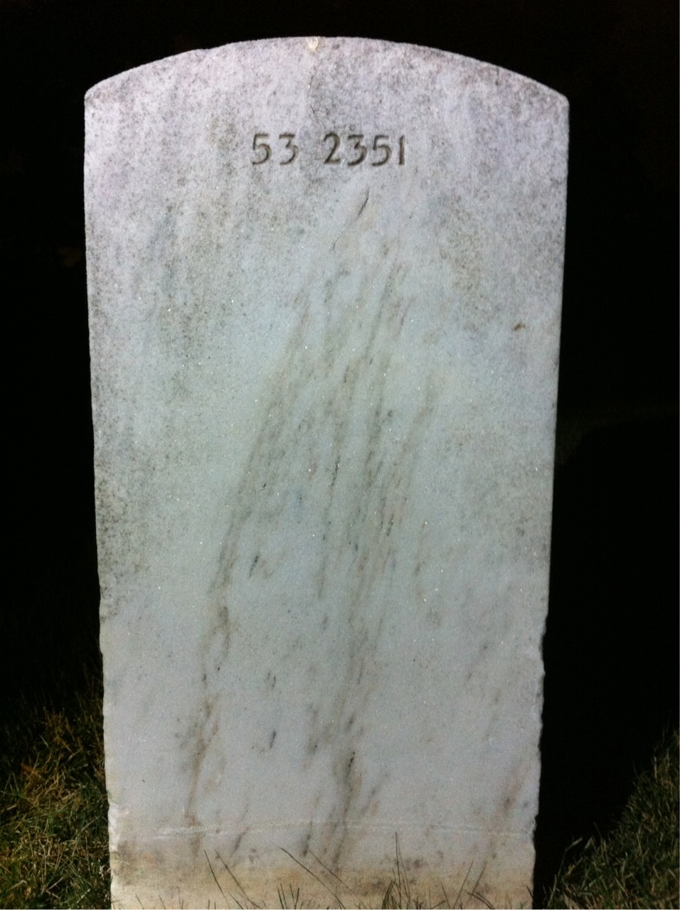 Back of headstone — Herbert Mulkey