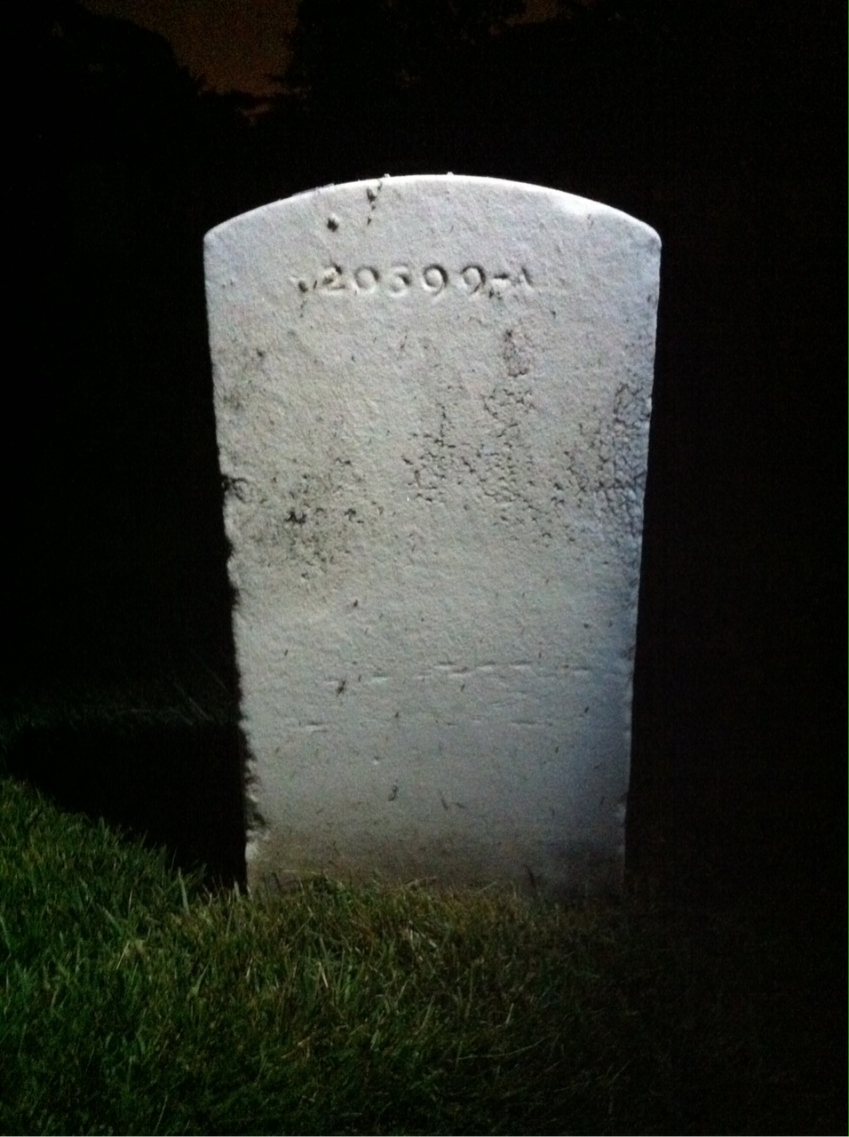 Back of headstone — William Baker