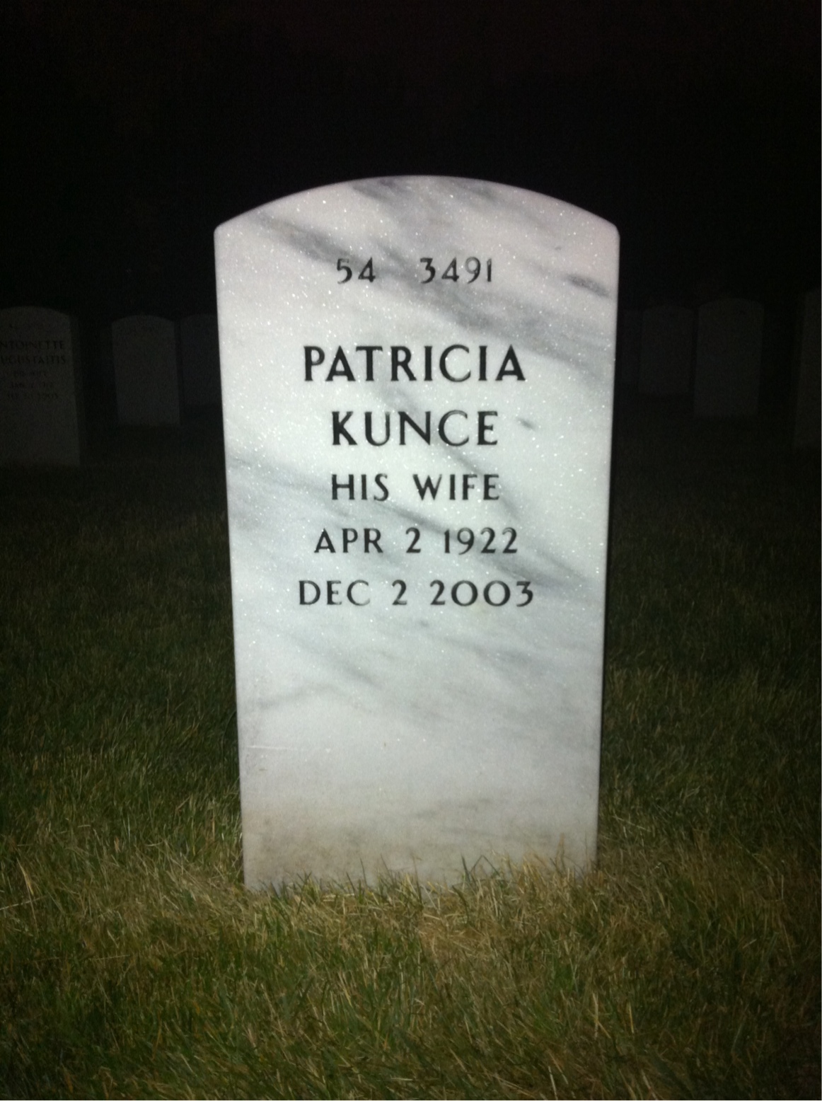 Back of headstone — Rondol Eagle